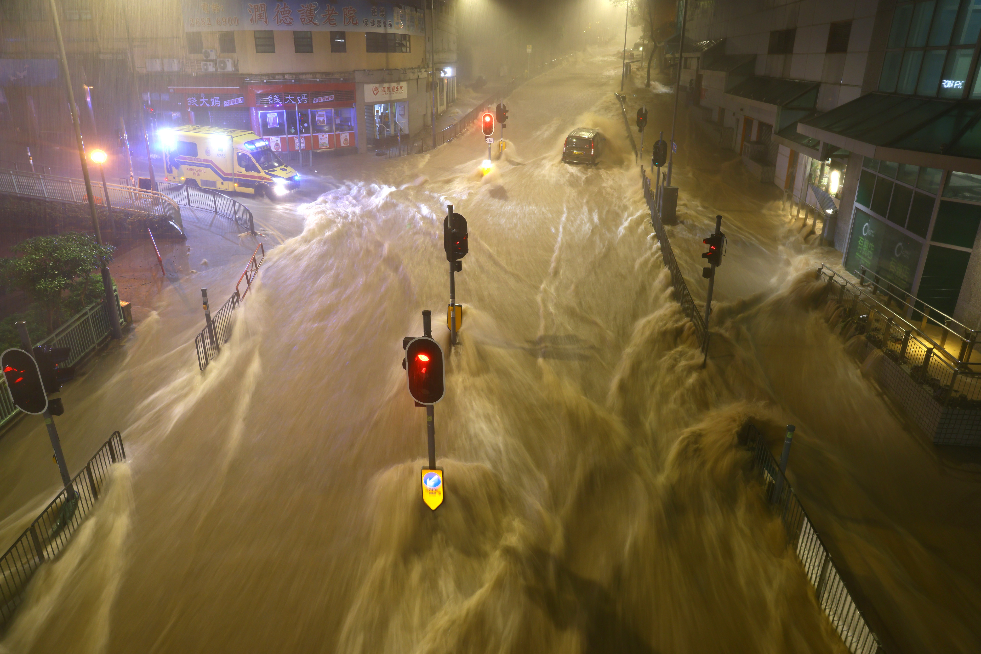 Hong Kong’s Chai Wan district experienced serious flooding on September 8 when the city was hit by a black rainstorm. Questions were raised why the emergency alert system was not used to warn residents of the storm. Photo: Dickson Lee