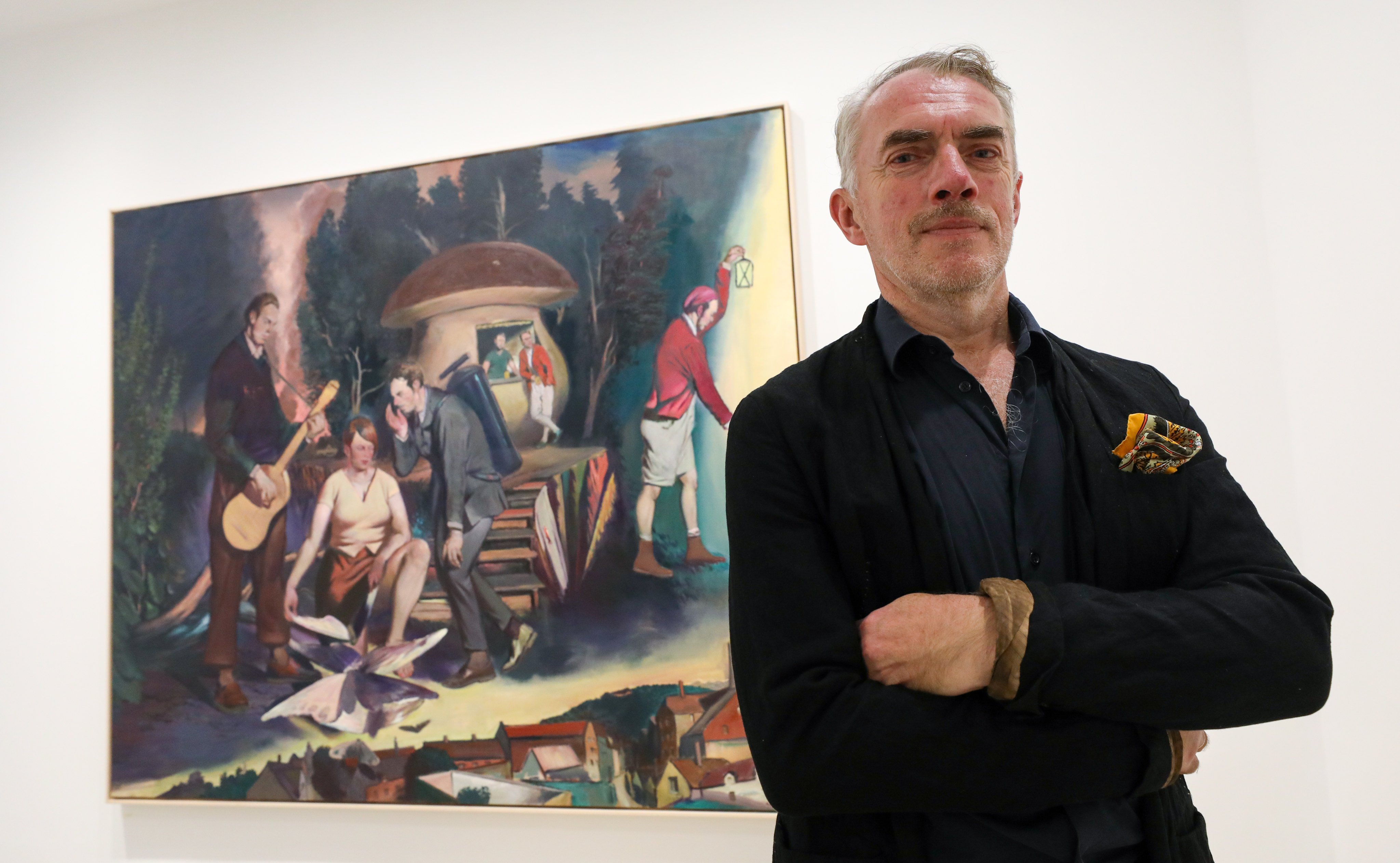 German artist Neo Rauch with his “Die Nachtfalterin” (2023) at David Zwirner gallery in Central, Hong Kong, where he is holding his latest solo exhibition. Photo: Sun Yeung