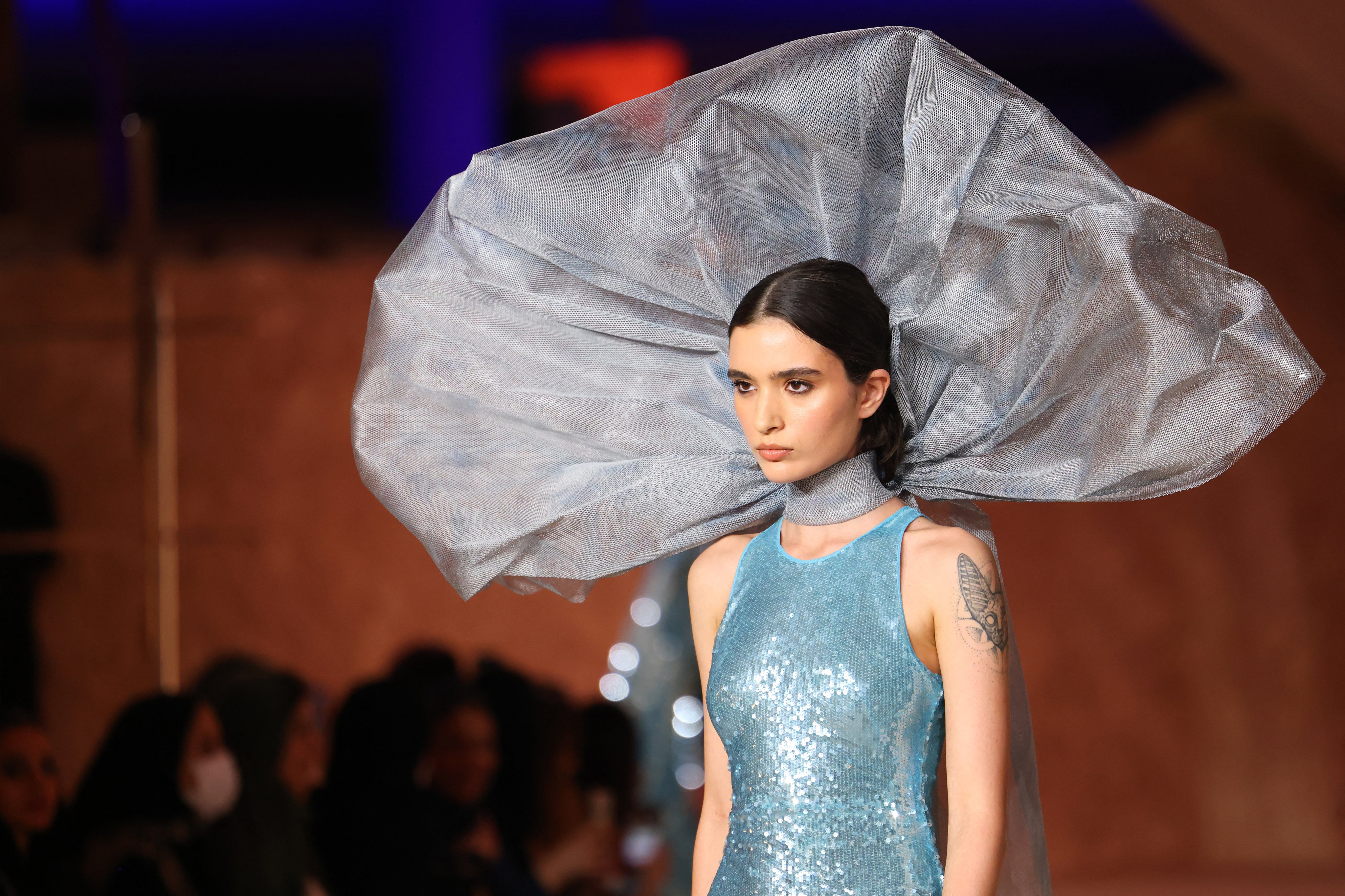 A creation by Saudi designer Honayda Serafi shown at Riyadh Fashion Week. Photo: AFP