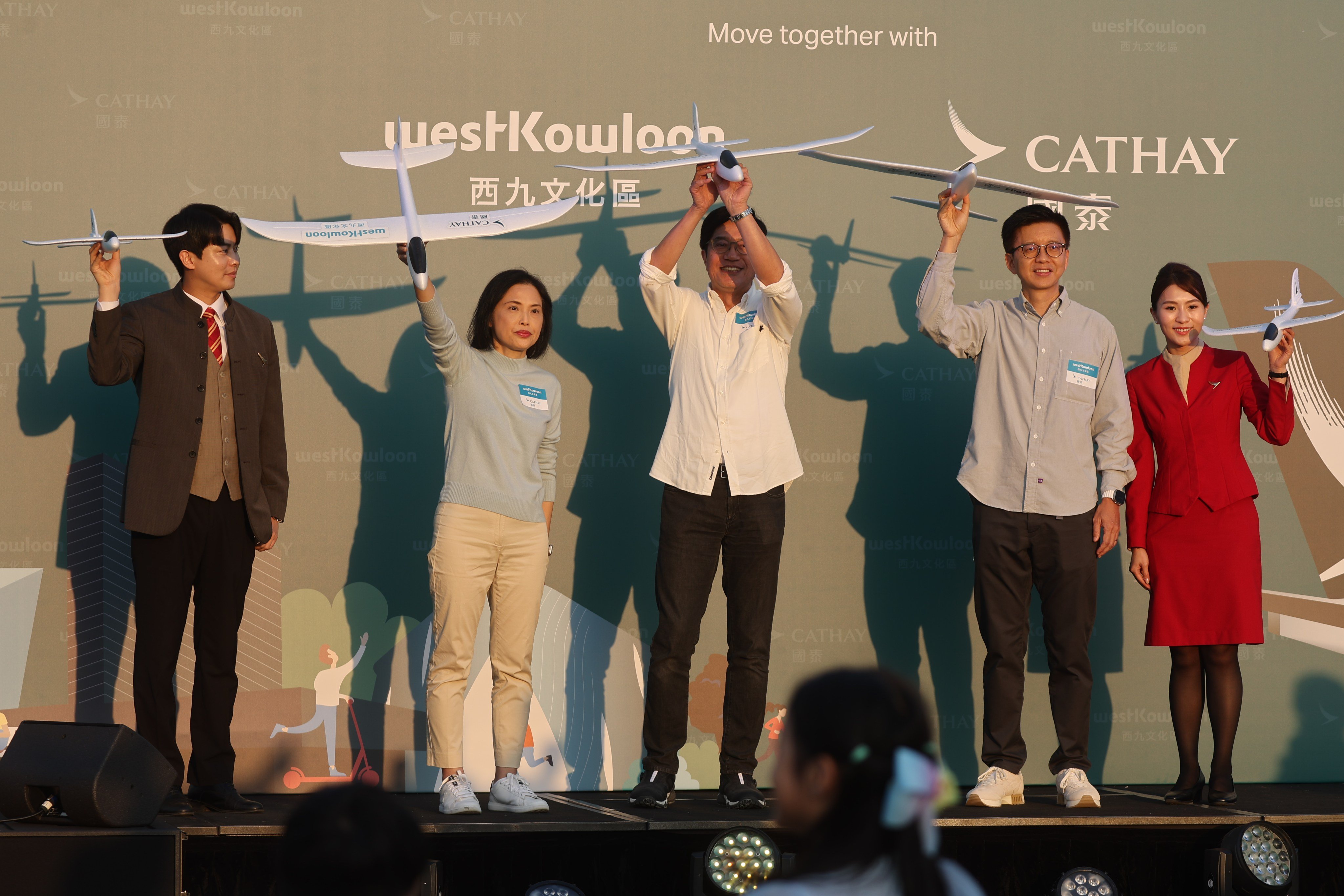 West Kowloon Cultural District Authority CEO Betty Fung (second from left) and Cathay Pacific CEO Ronald Lam (second from right) attending a launch ceremony for the three-year collaboration. Photo: Edmond So