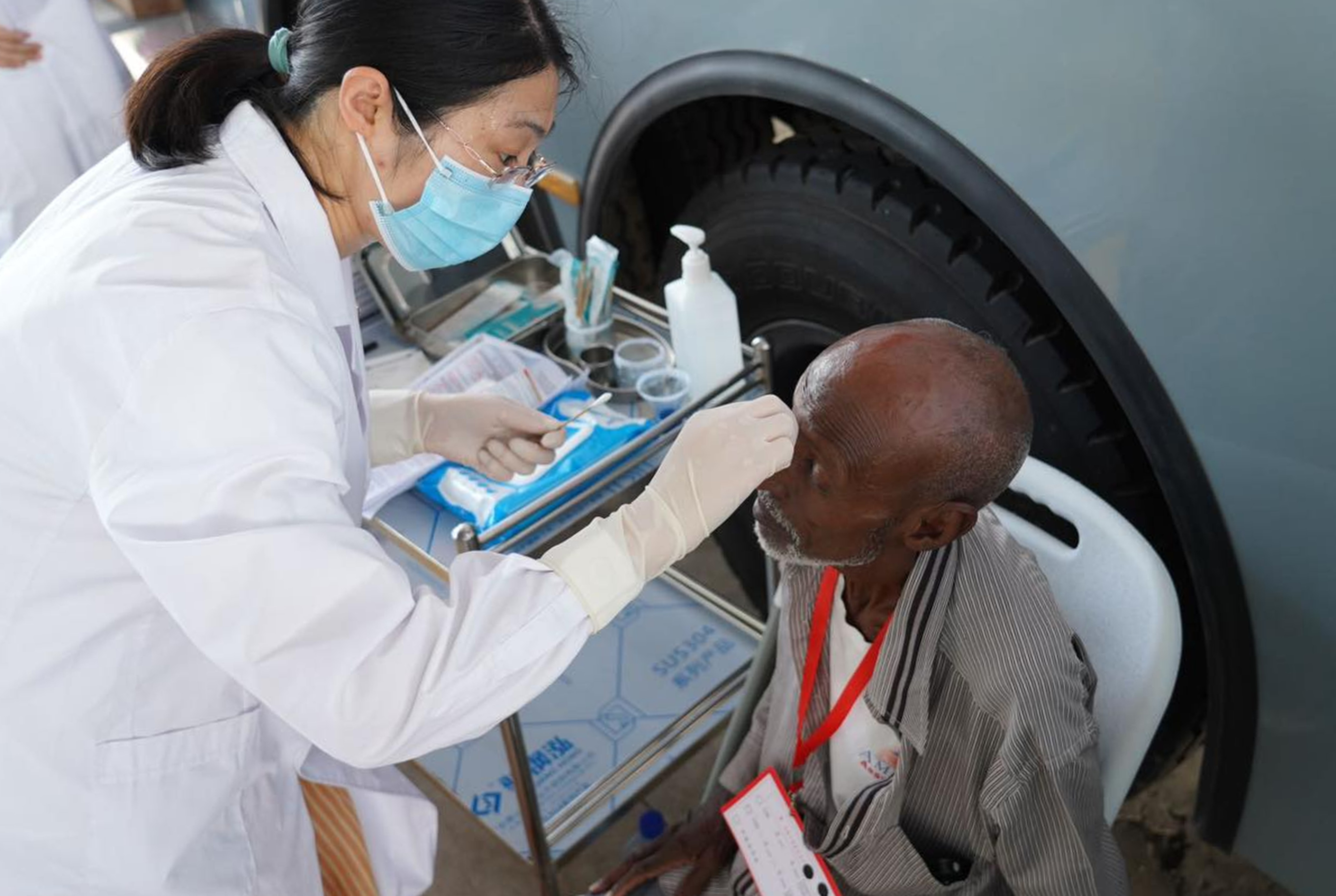 A specialist from GX Foundation helping a patient in Djibouti. The charity has pledged to perform 37,500 free cataract operations in the country and Laos, Cambodia, Senegal and Mauritania before 2027. Photo: Facebook/GX Foundation