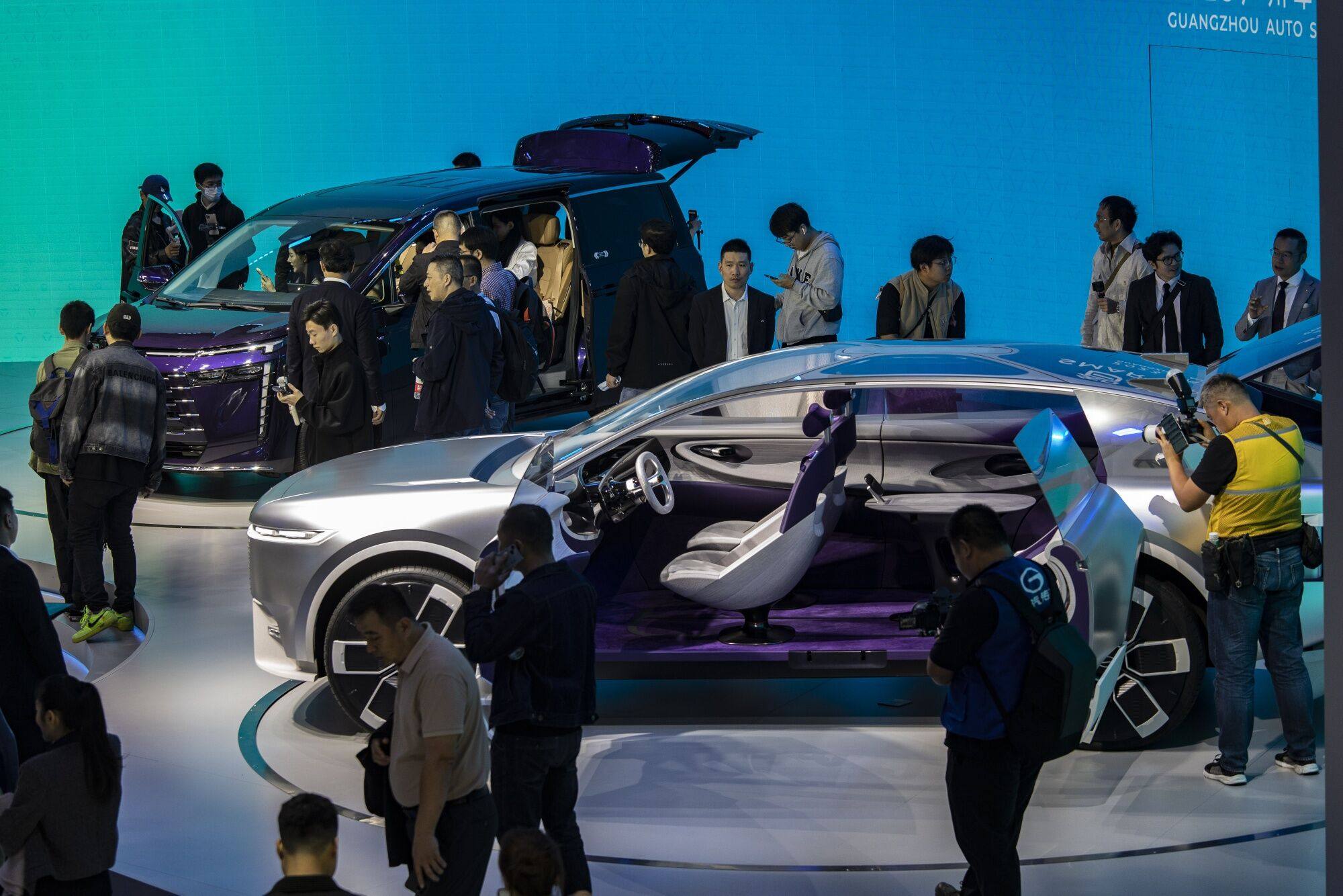 Guangzhou Automobile Group vehicles on display at the Guangzhou Auto Show in Guangzhou, China, on November 17, 2023. Photo: Bloomberg