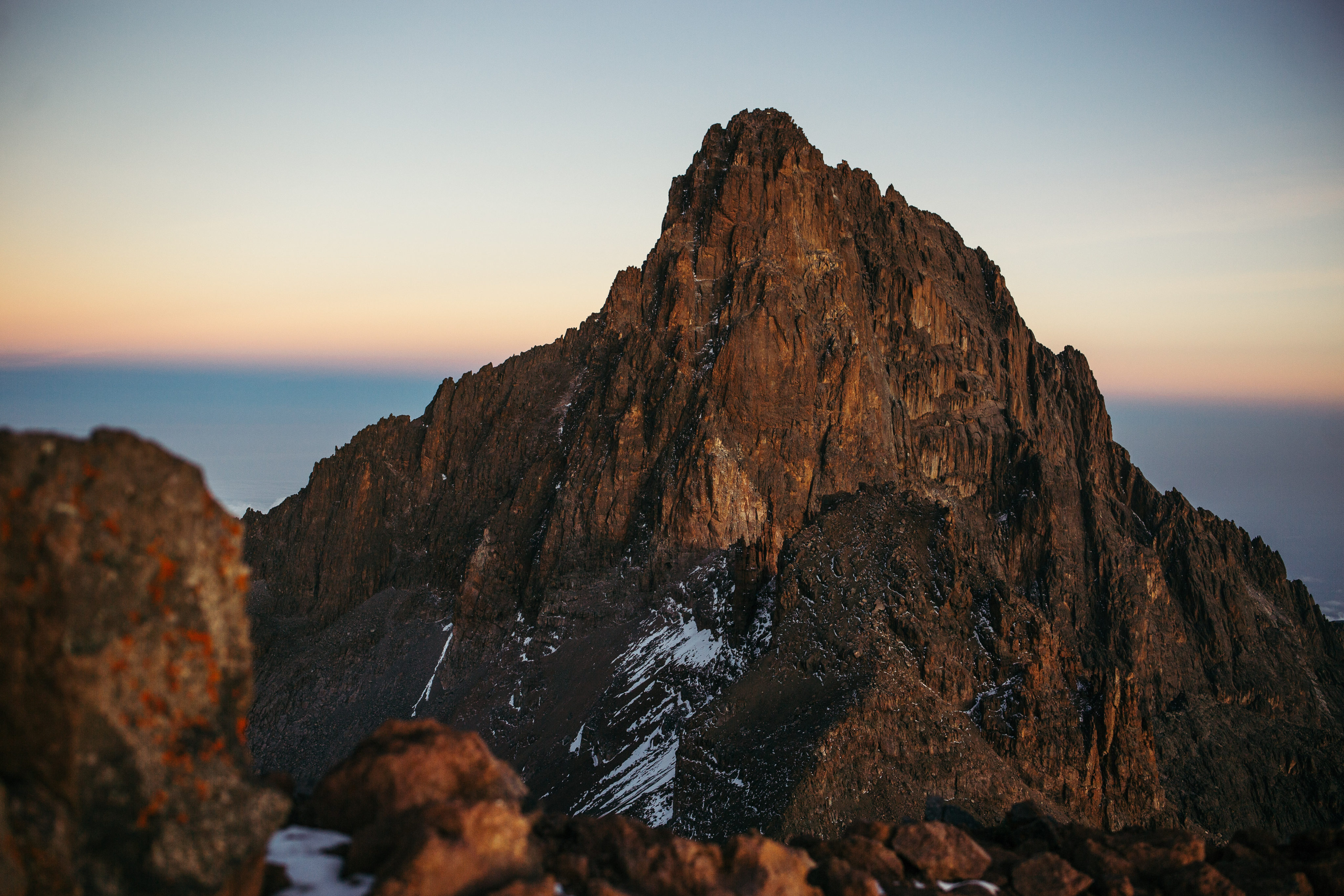 Dawn on Nelion, the second highest peak on Mount Kenya, seen from Point Lenana. Photo: Kang-Chun Cheng