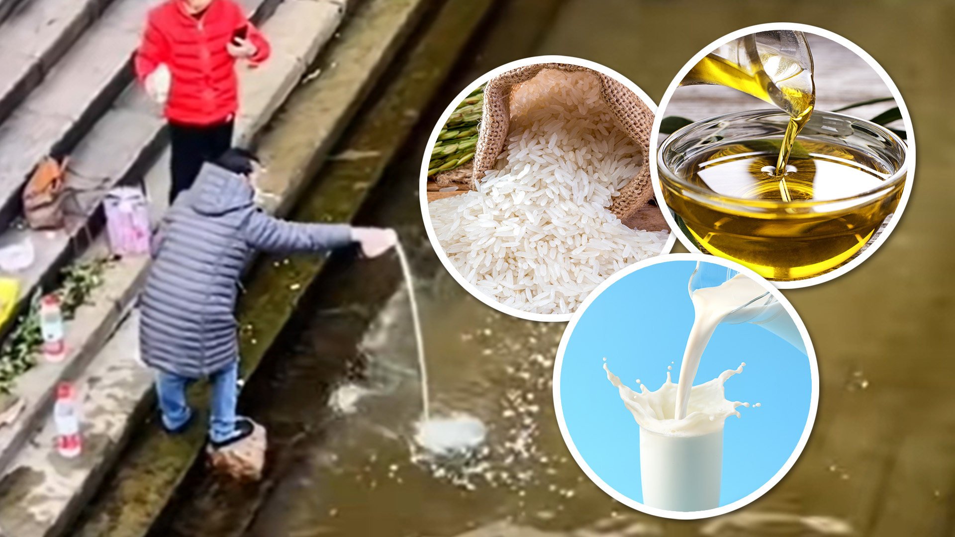 Two women who were filmed pouring a host of cooking ingredients into a river in China in the pursuit of “karma” have sparked an online ecological backlash. Photo: SCMP composite/Shutterstock/Douyin