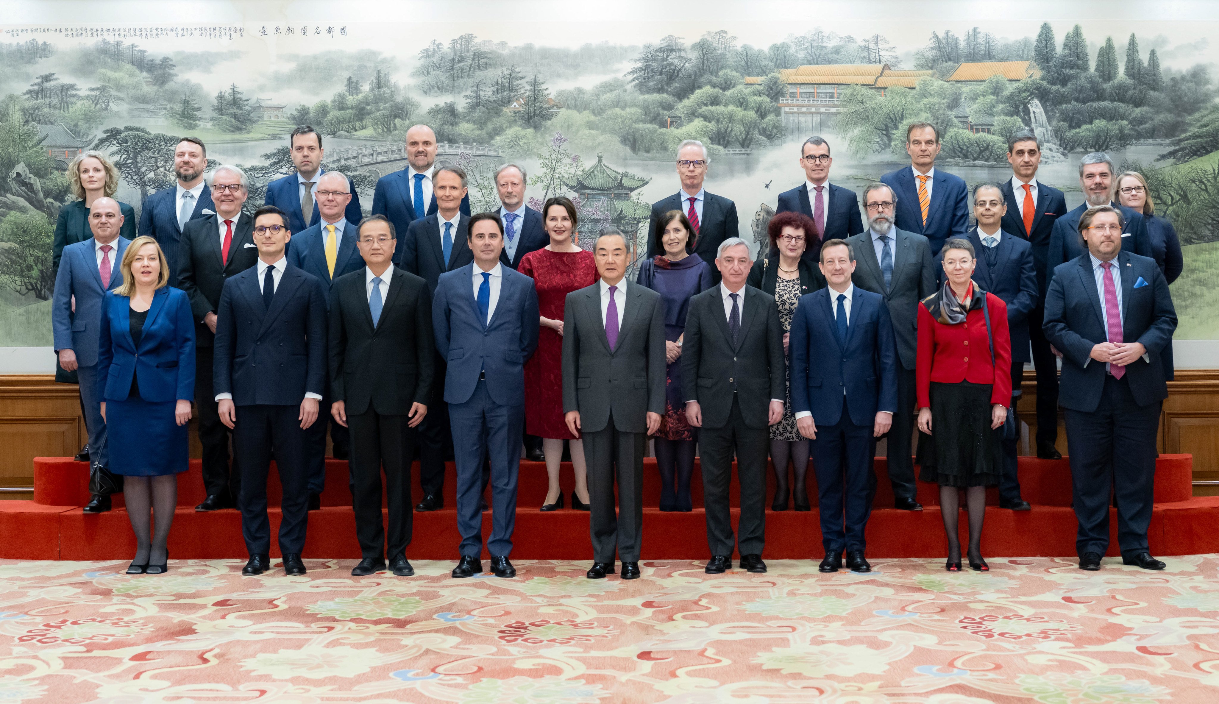 Chinese Foreign Minister Wang Yi meets with diplomatic envoys to China from the European Union and its member states in Beijing on December 4. Photo: Xinhua