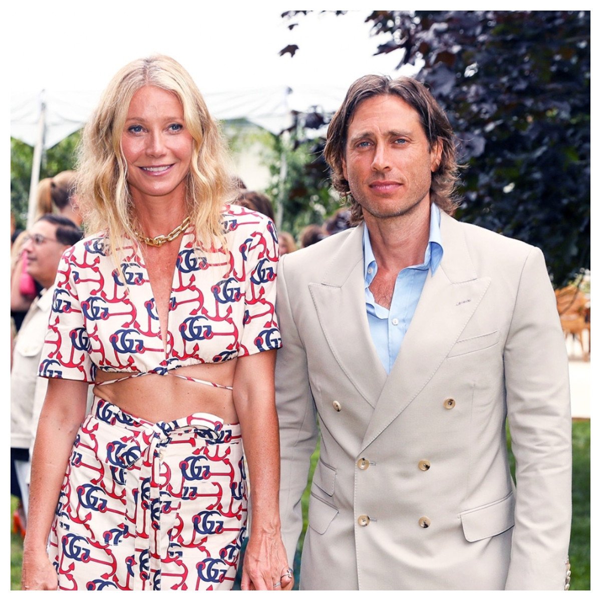 Gwyneth Paltrow and her hubby Brad Falchuk at a Goop x Gucci garden party this summer. Photo: @hollywoodlife/Instagram