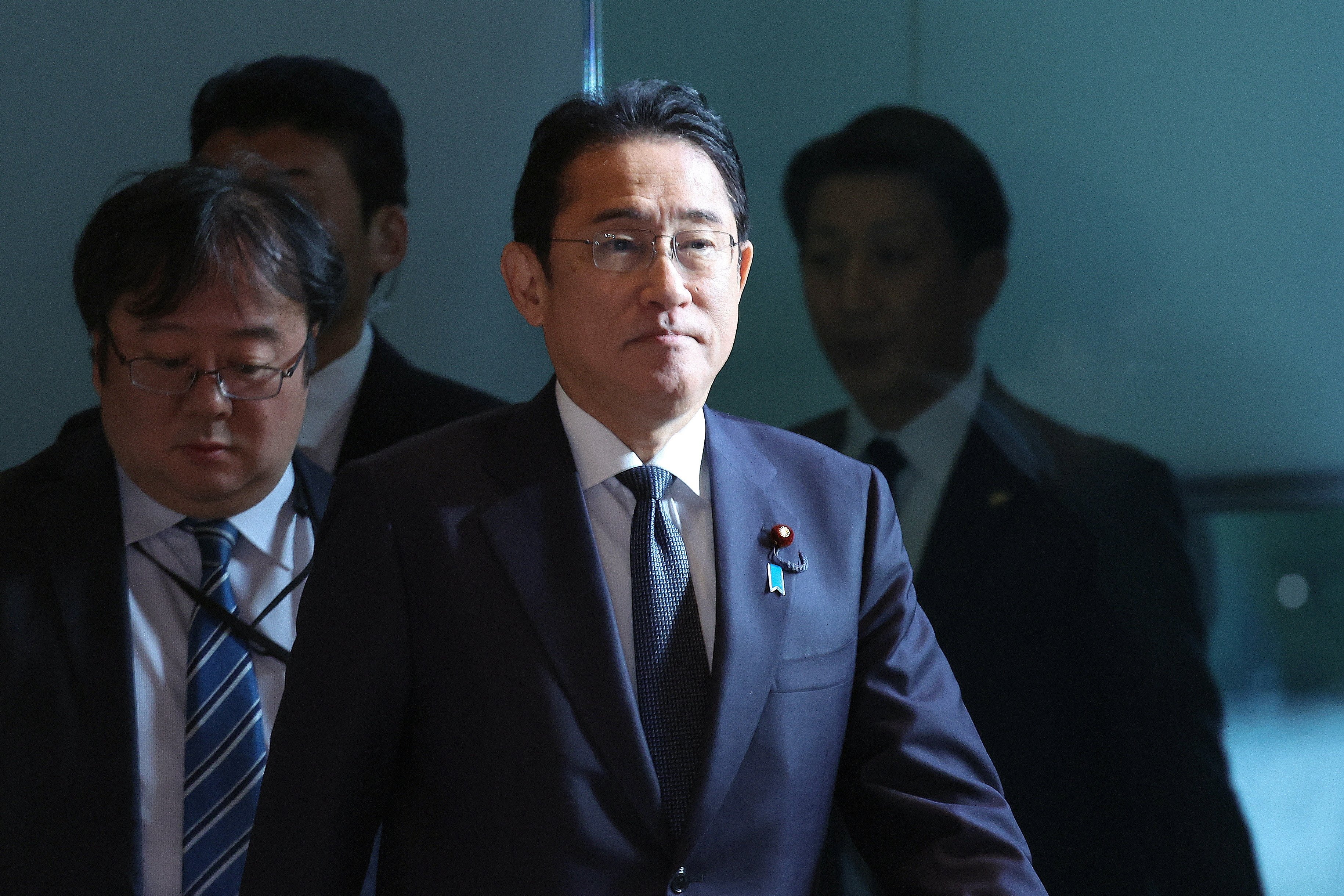 Japanese Prime Minister Fumio Kishida arrives at his official residence in Tokyo on December 6. Kishida’s dismal approval rating and inability to carry out reforms his party has promised have raised doubts about how long he can keep his premiership. Photo: EPA-EFE