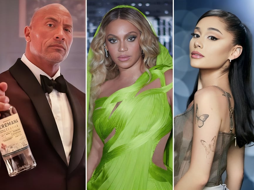 Dwayne “The Rock” Johnson, Beyoncé and Ariana Grande are some of the most-followed celebrities on Instagram in 2023. Photos: @arianagrande, @beyonce, @dwaynejohnson.fc/Instagram