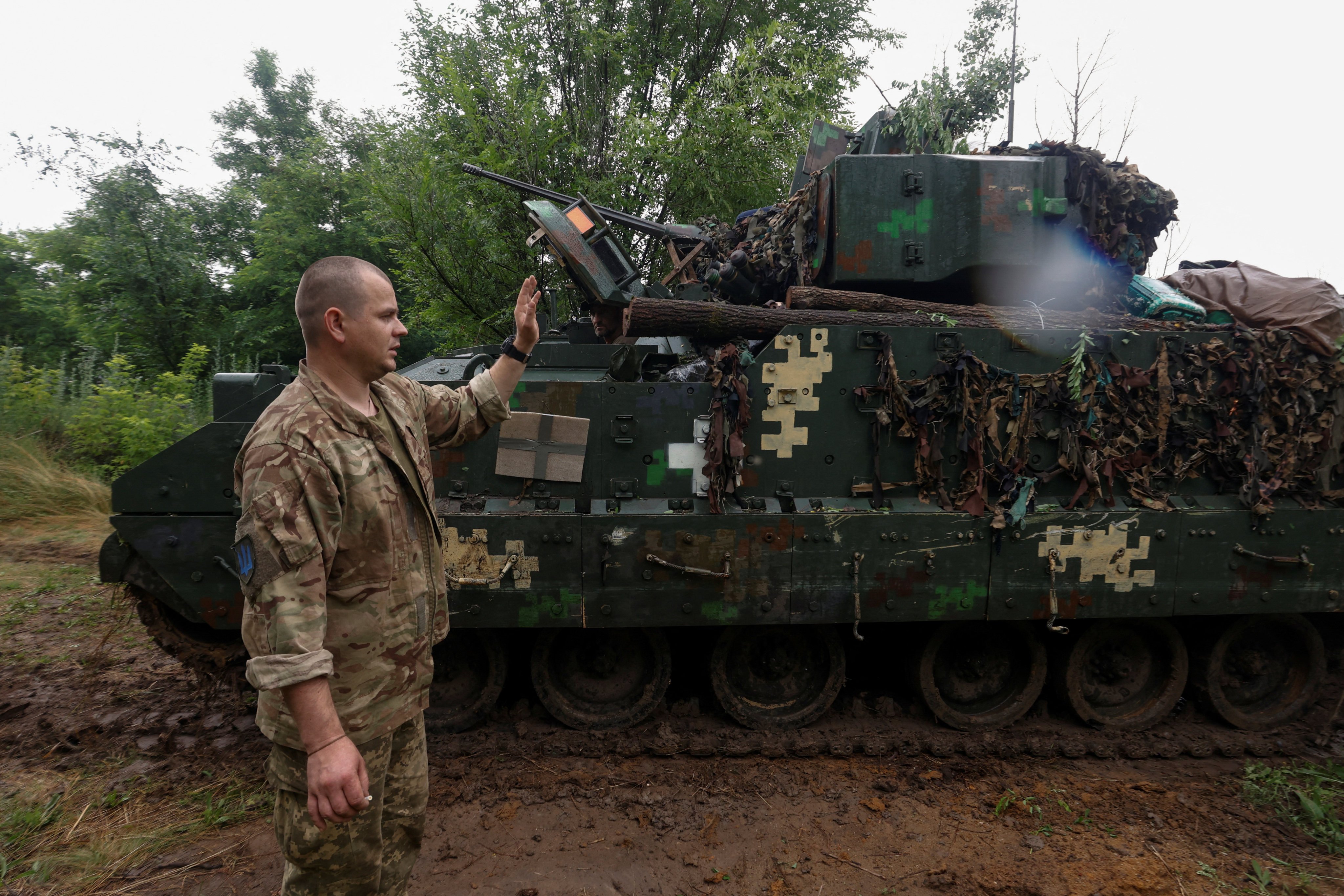 Ukrainian servicemen operate a M2 Bradley infantry fighting vehicle in Ukraine’s Zaporizhzhia region in June. Washington has supplied several dozen such vehicles to Kyiv. Photo: Reuters