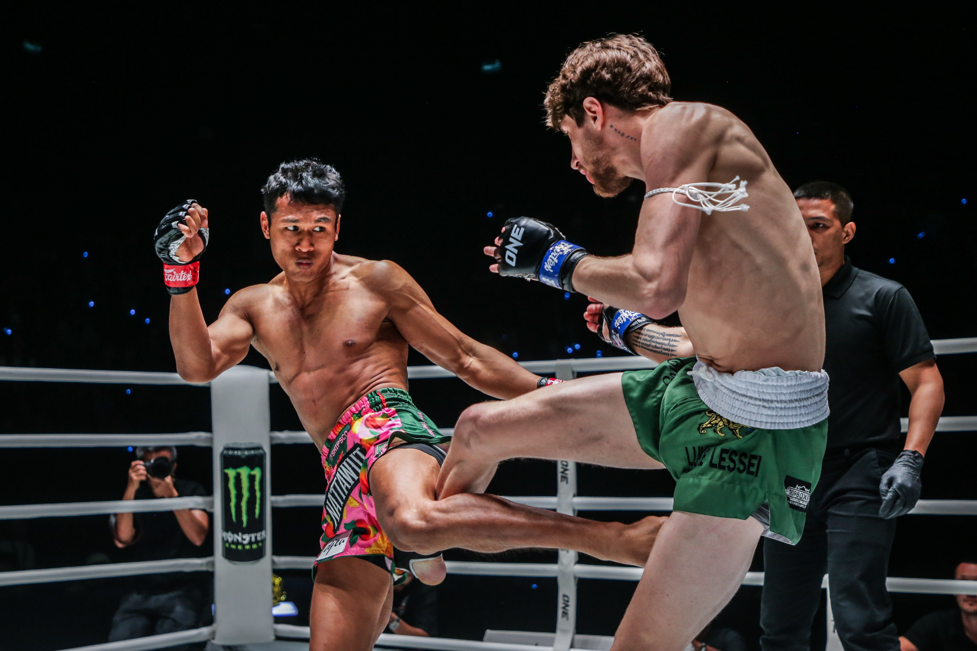 Nattawut and Lessei during their bout on Saturday. Photo: ONE Championship