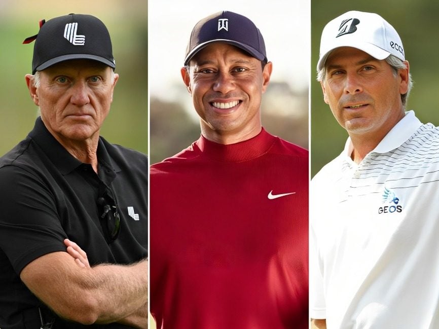 Greg Norman, Tiger Woods and Fred Couples are among golf’s richest players. Photos: Reuters,  @tigerwoods/Instagram, AFP