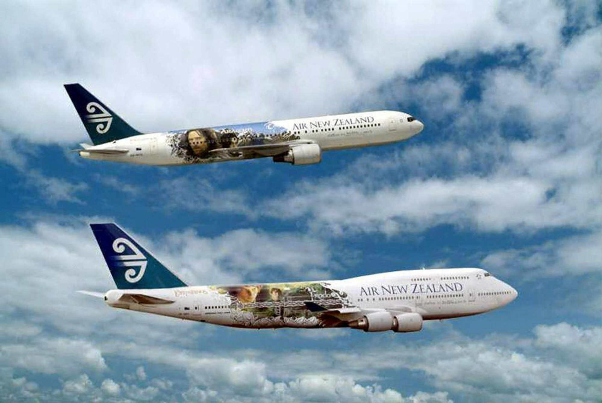 Air New Zealand planes decorated with characters from “The Lord of the Rings”. Photo: AFP