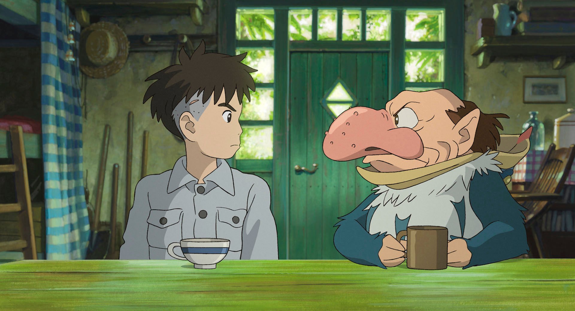 Mahito Maki (voiced by Luca Padovan in English and Soma Santoki in Japanese) 
and Grey Heron (voiced by Robert Pattinson in English and Masaki Suda in Japanese) in a screen grab from ‘The Boy And The Heron”. Photo: AP