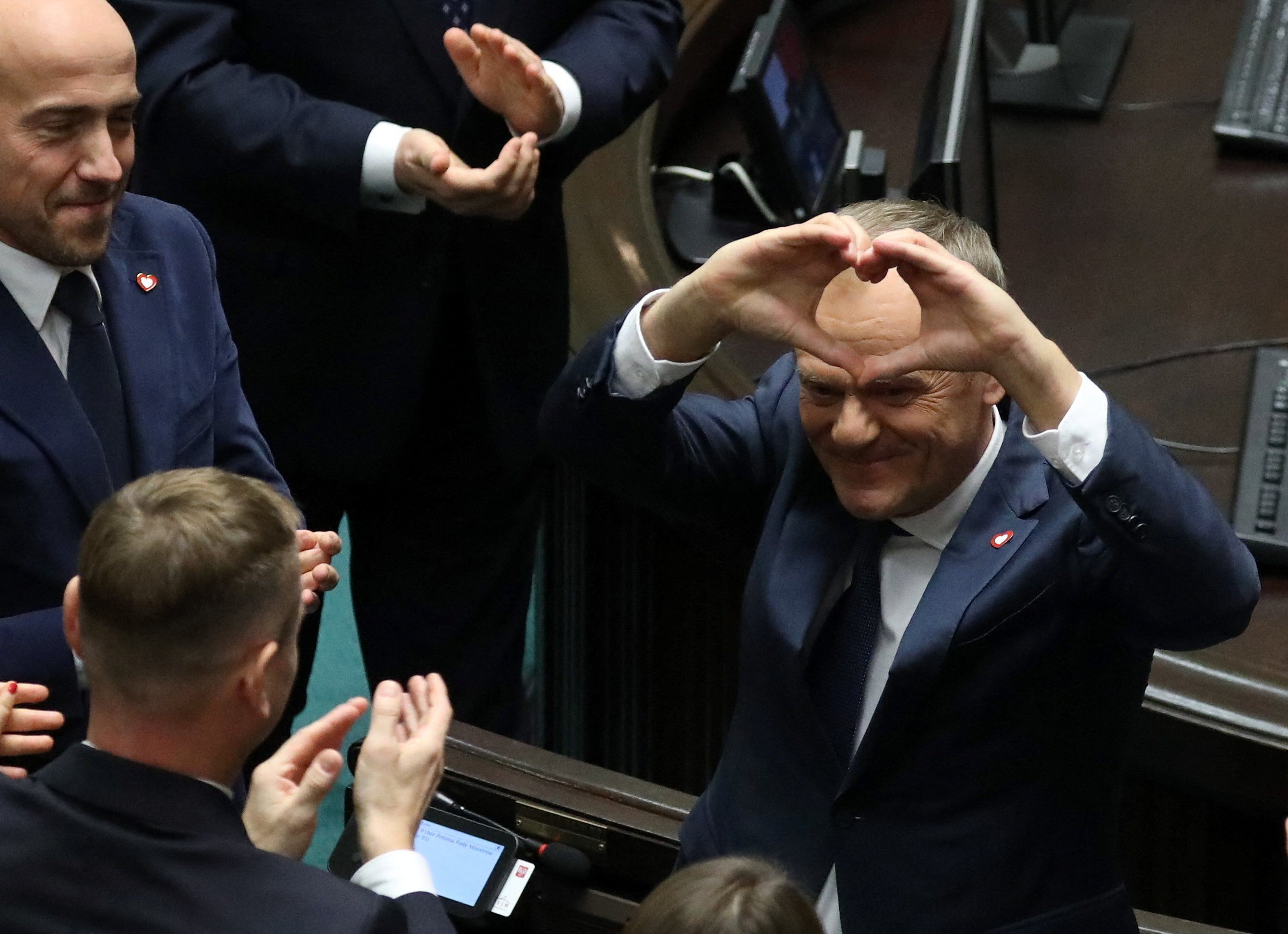 Donald Tusk after parliament voted in favour of him becoming Poland’s prime minister. Photo: Reuters