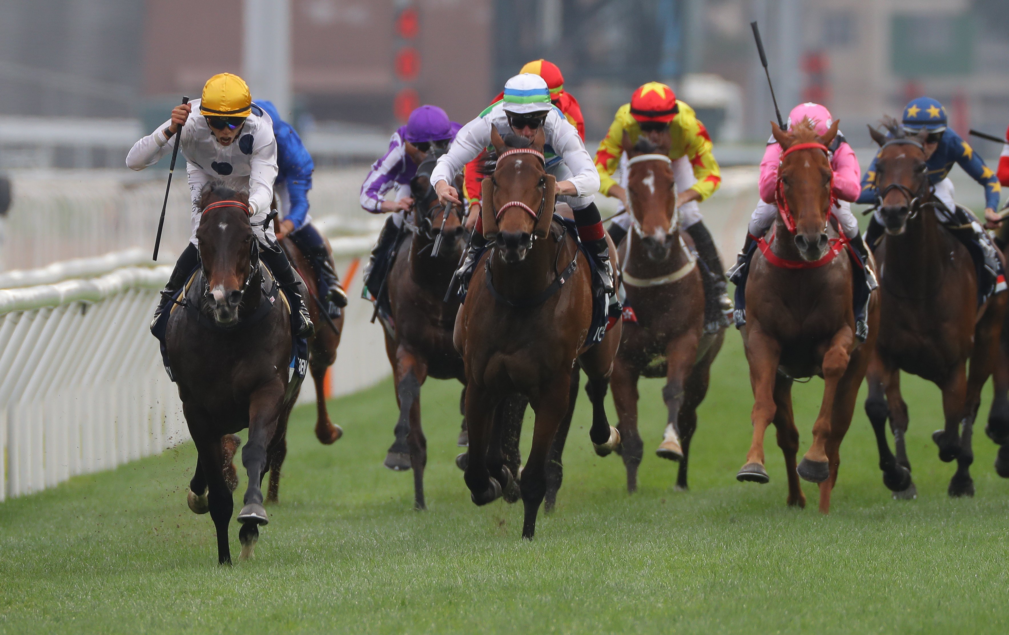 Lim’s Kosciuszko (right) trails home Golden Sixty in Sunday’s  Hong Kong Mile. Photo: Kenneth Chan