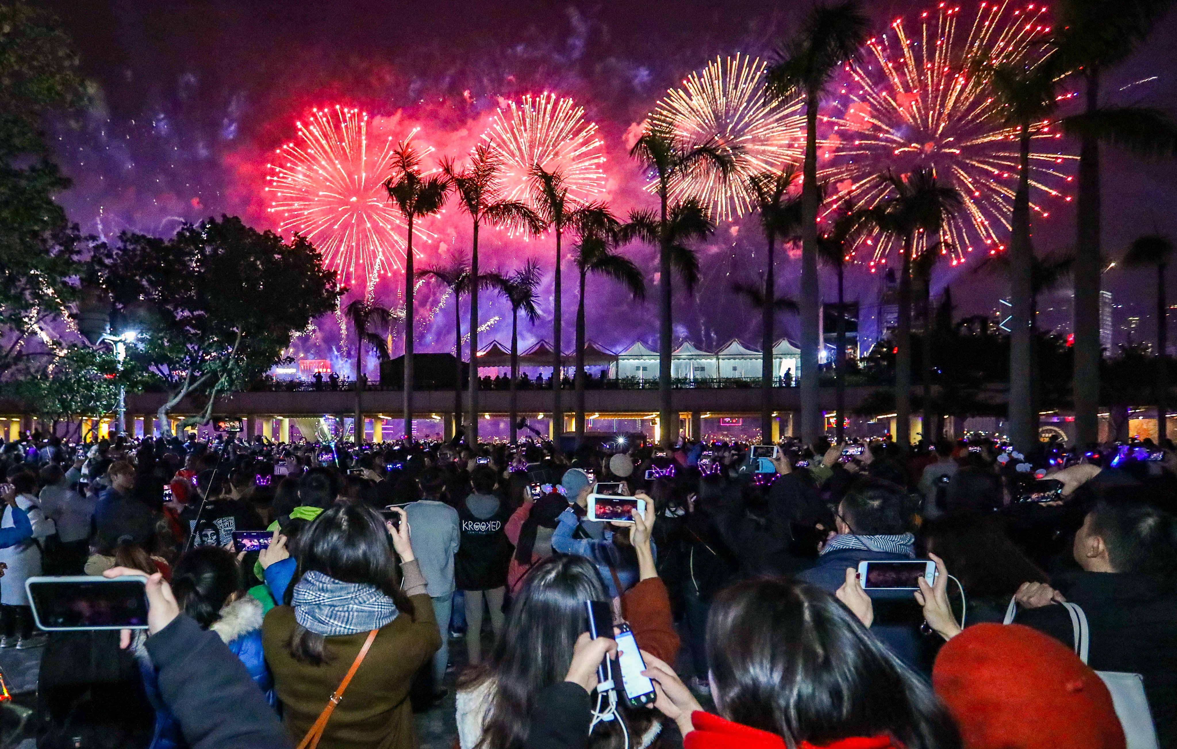 Revellers celebrate New Year’s Eve at the Tsim Sha Tsui waterfront in 2018. Photo: Edmond So