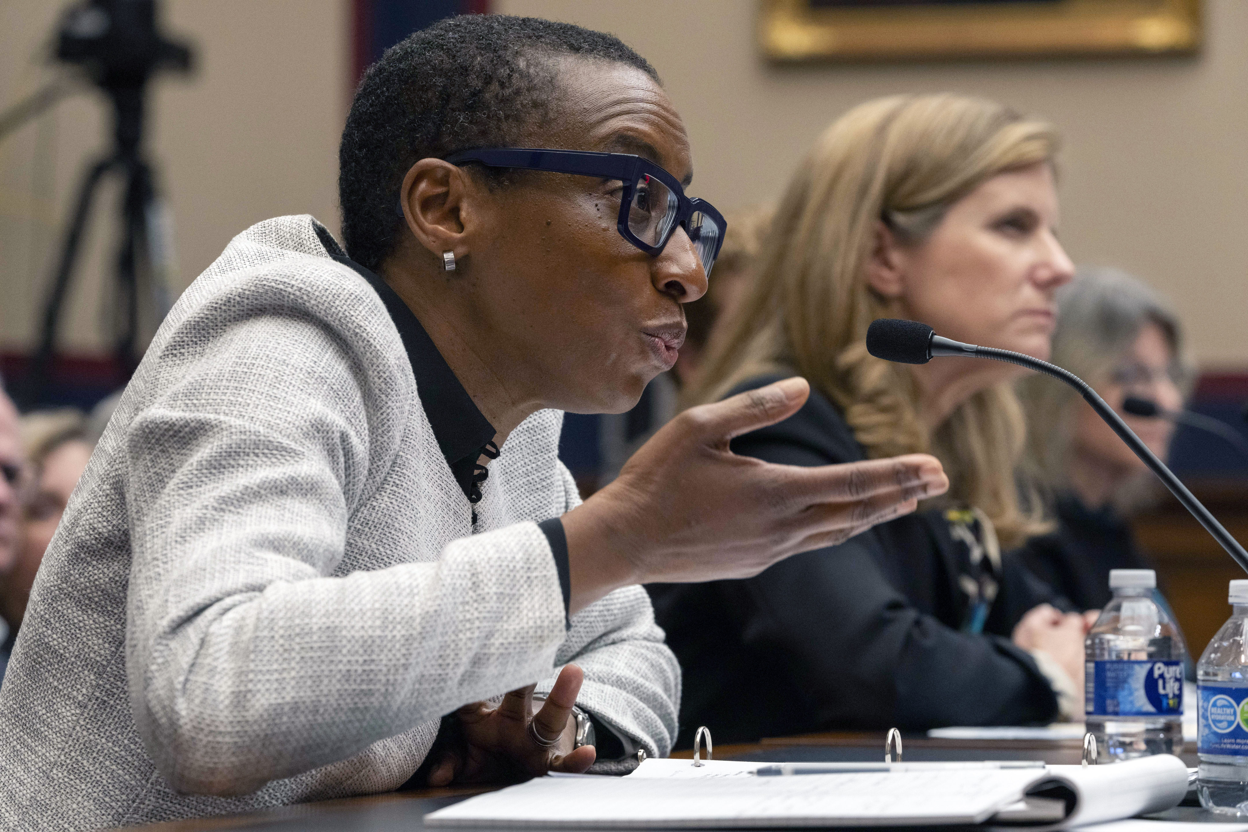 Harvard President Claudine Gay (left) speaks as then University of Pennsylvania president Liz Magill listens, during a congressional hearing on December 5. Magill has stepped down in the wake of a backlash over their comments. Photo: AP