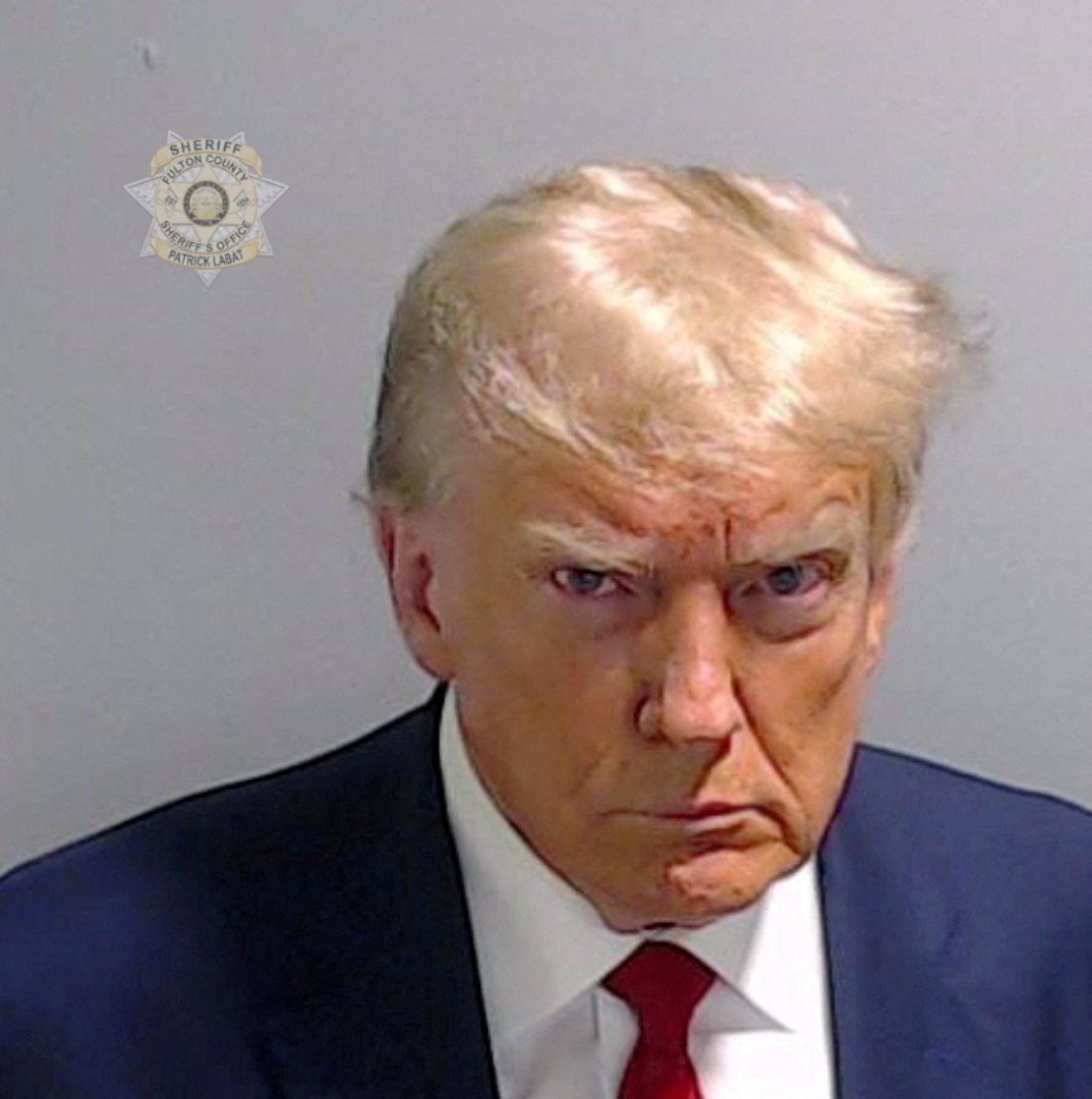 Donald Trump in his Georgia mugshot. File photo: Fulton County Sheriff’s Office via Reuters