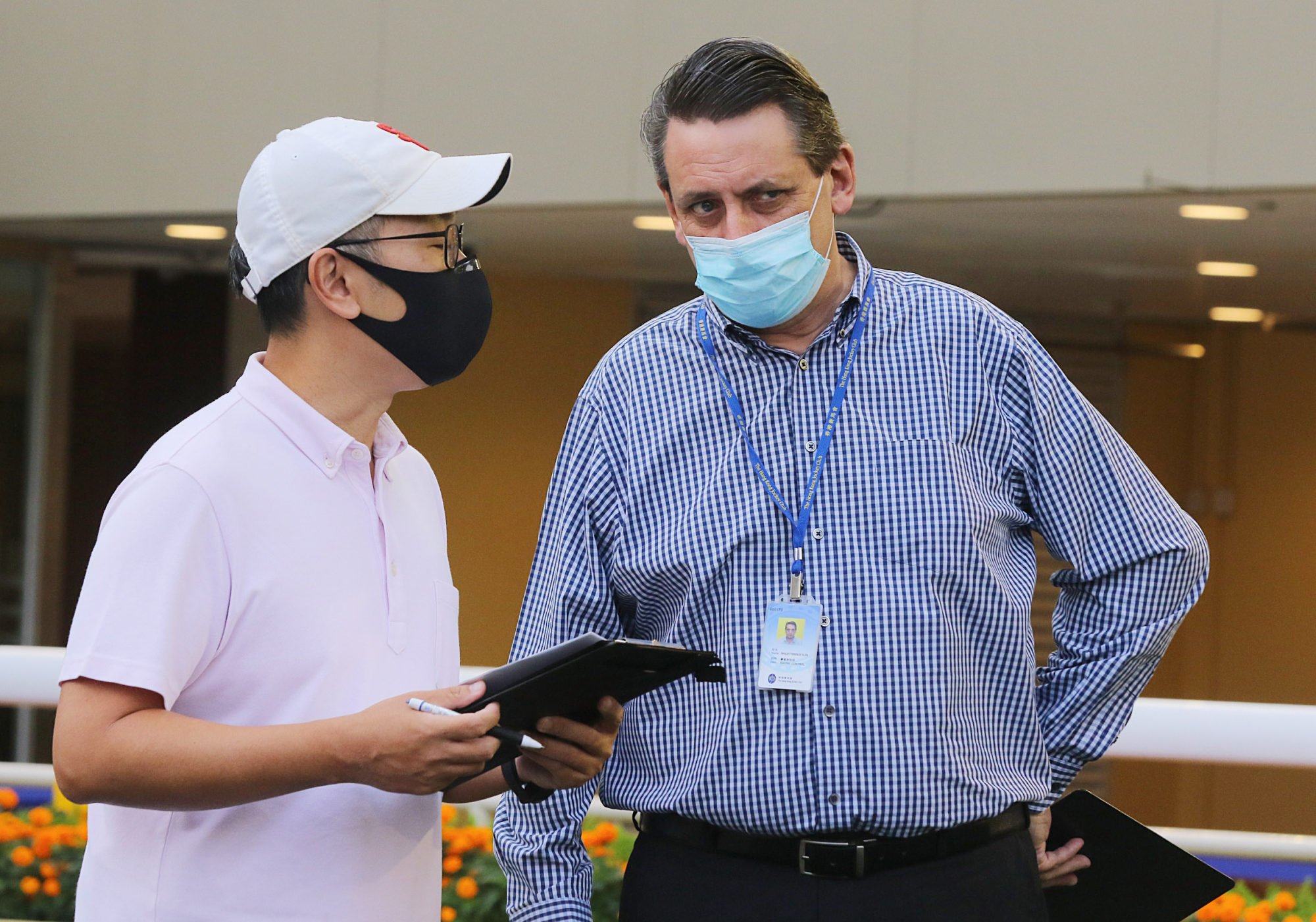 Jockey Club licensing committee secretary Terry Bailey (right) at Happy Valley in November 2020.