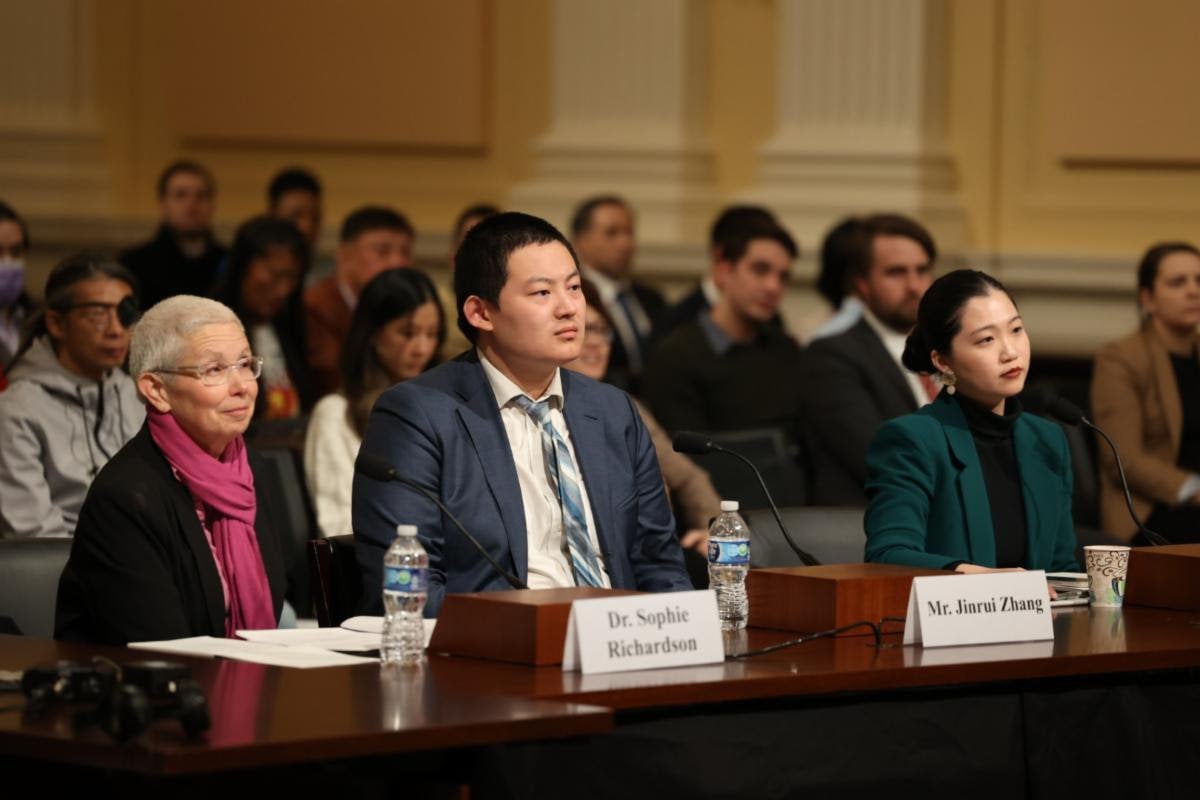 Witnesses testifying at the US House select committee’s hearing in Washington on Wednesday (from left): Sophie Richardson, a human rights expert; Jinrui Zhang, a Georgetown University law student; and Anna Kwok of Hong Kong Democracy Council. Photo: House Select Committee on China