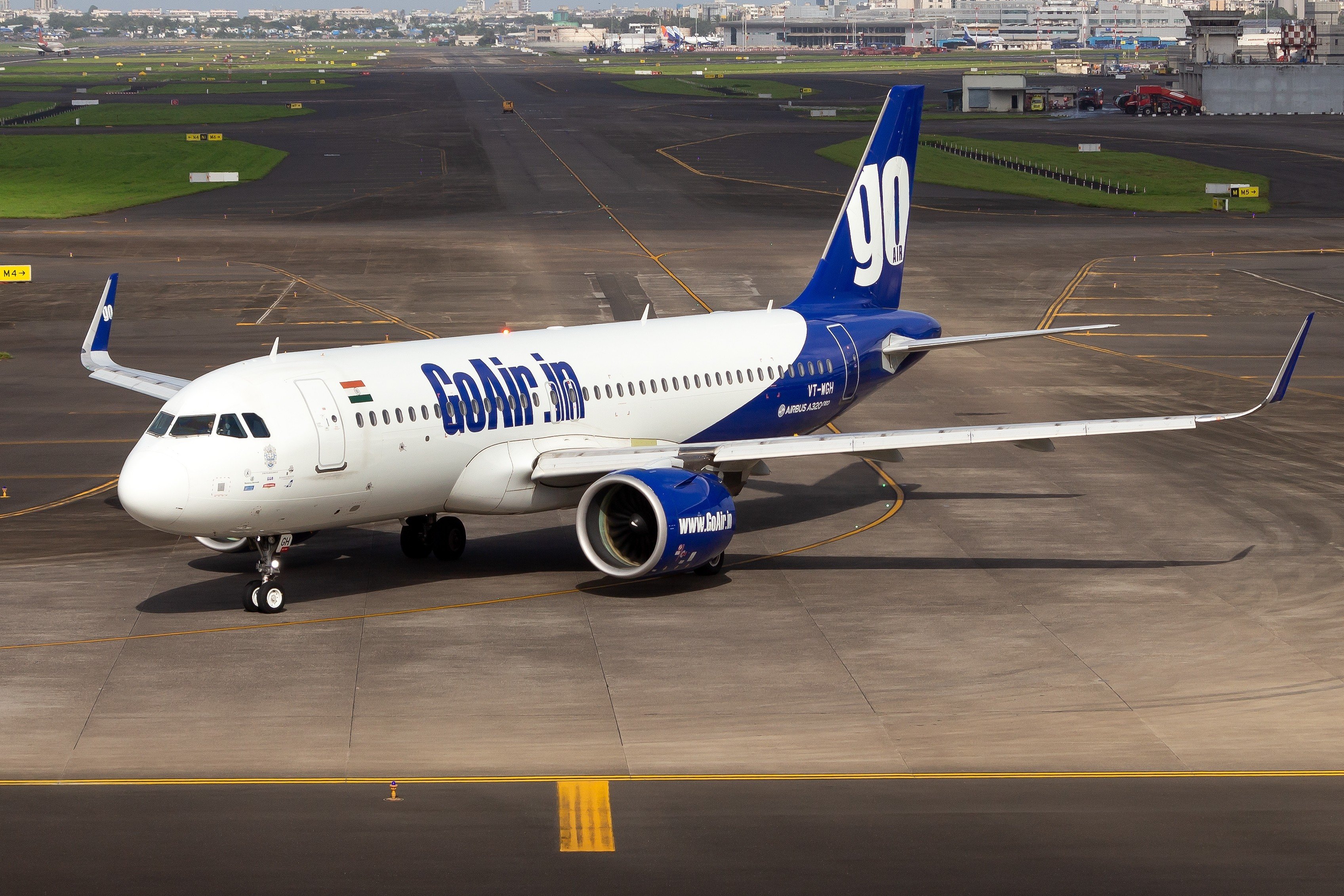 A Go Air plane at Mumbai Airport on August 27, 2022. Photo: Shutterstock
