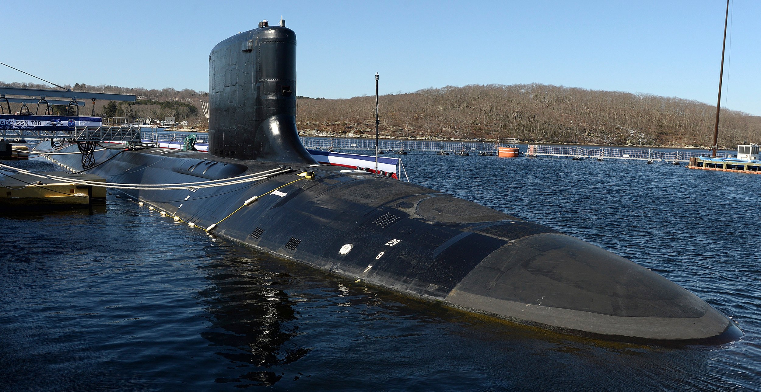 A Virginia-class submarine is docked at a naval base in Connecticut, US. File photo: AP