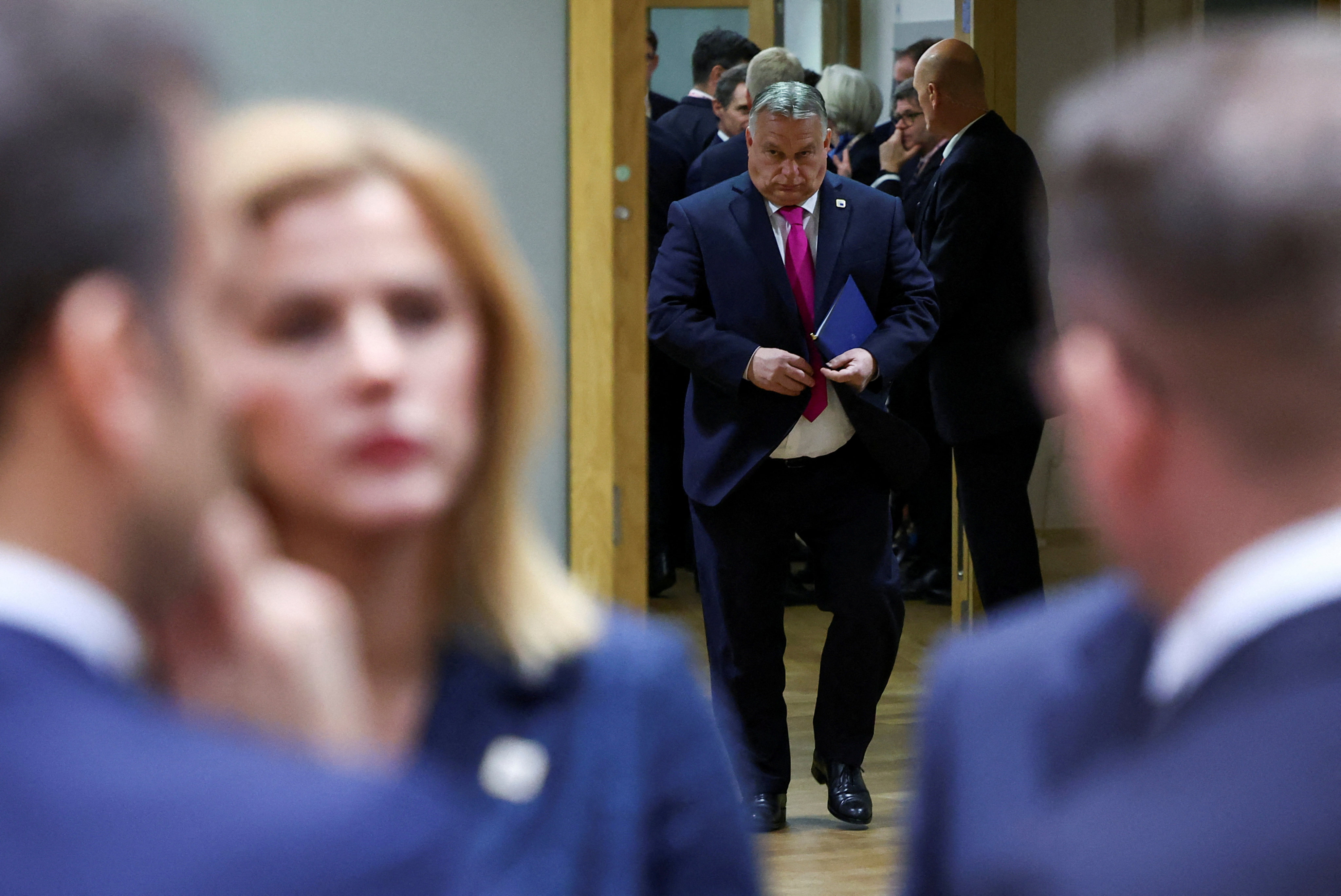 Hungary’s Prime Minister Viktor Orban walks as he attends an EU leaders summit, in Brussels. Orban has a history of banking on clashes with other EU leaders for electoral benefit at home. Photo: Reuters