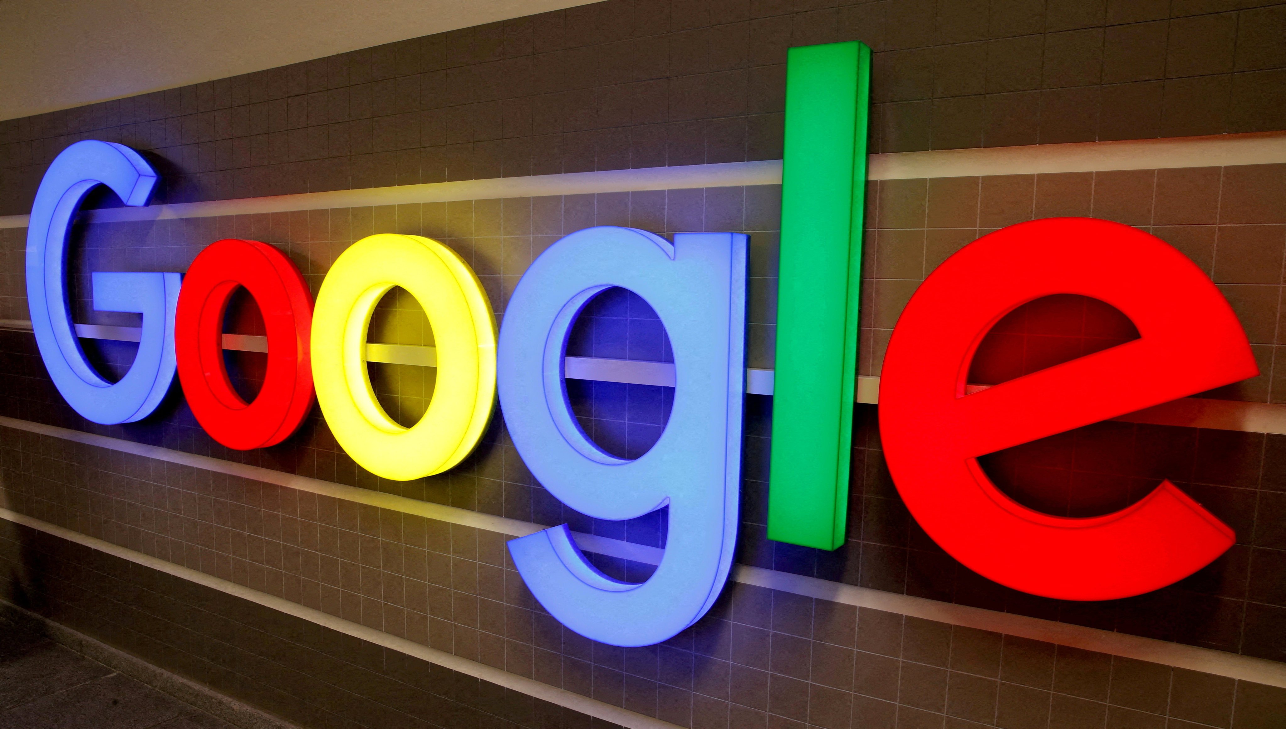 An illuminated Google logo seen inside an office building in Zurich, Switzerland, on December 5, 2018. Photo: Reuters