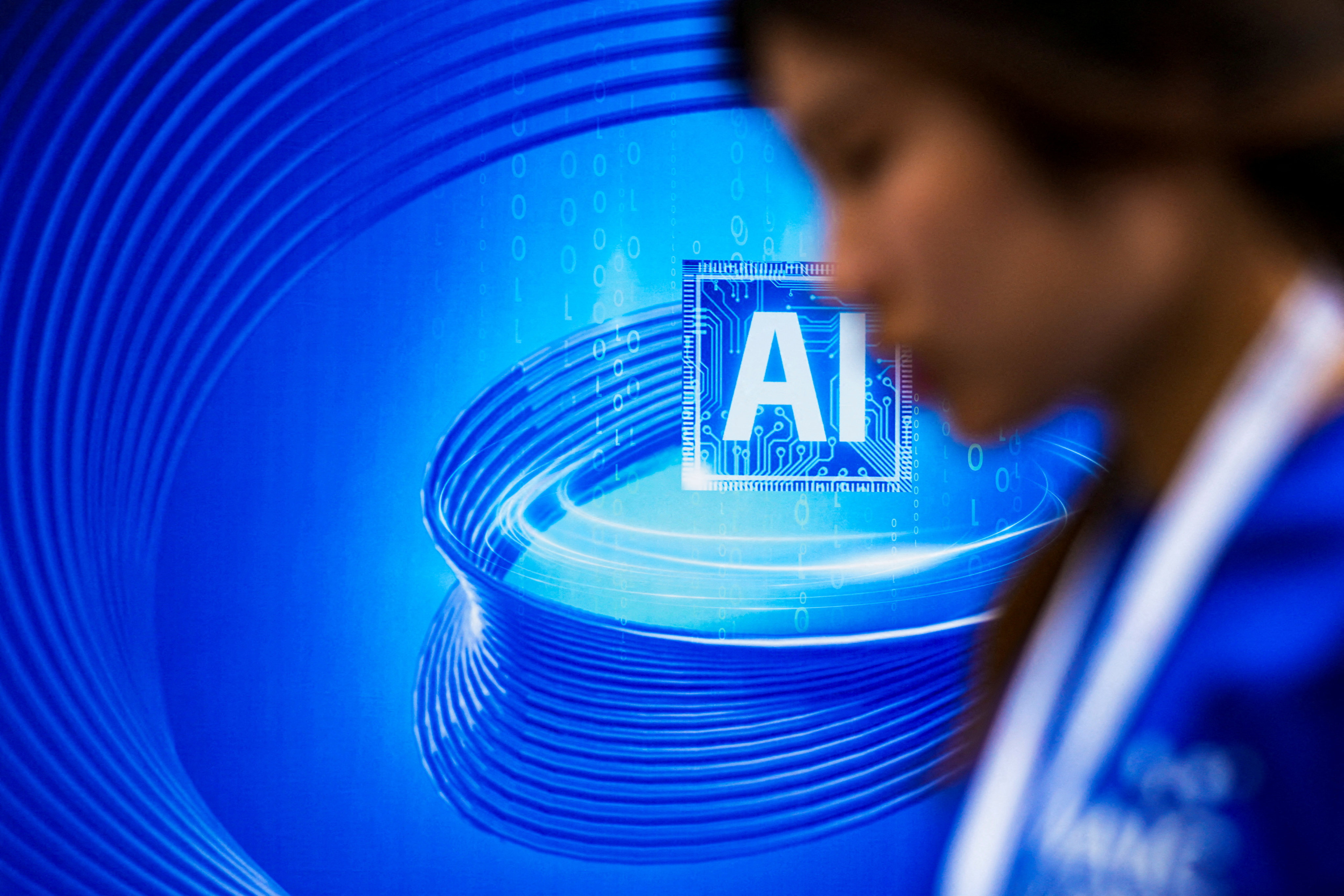 An AI sign seen at the World Artificial Intelligence Conference in Shanghai on July 6, 2023. Photo: Reuters