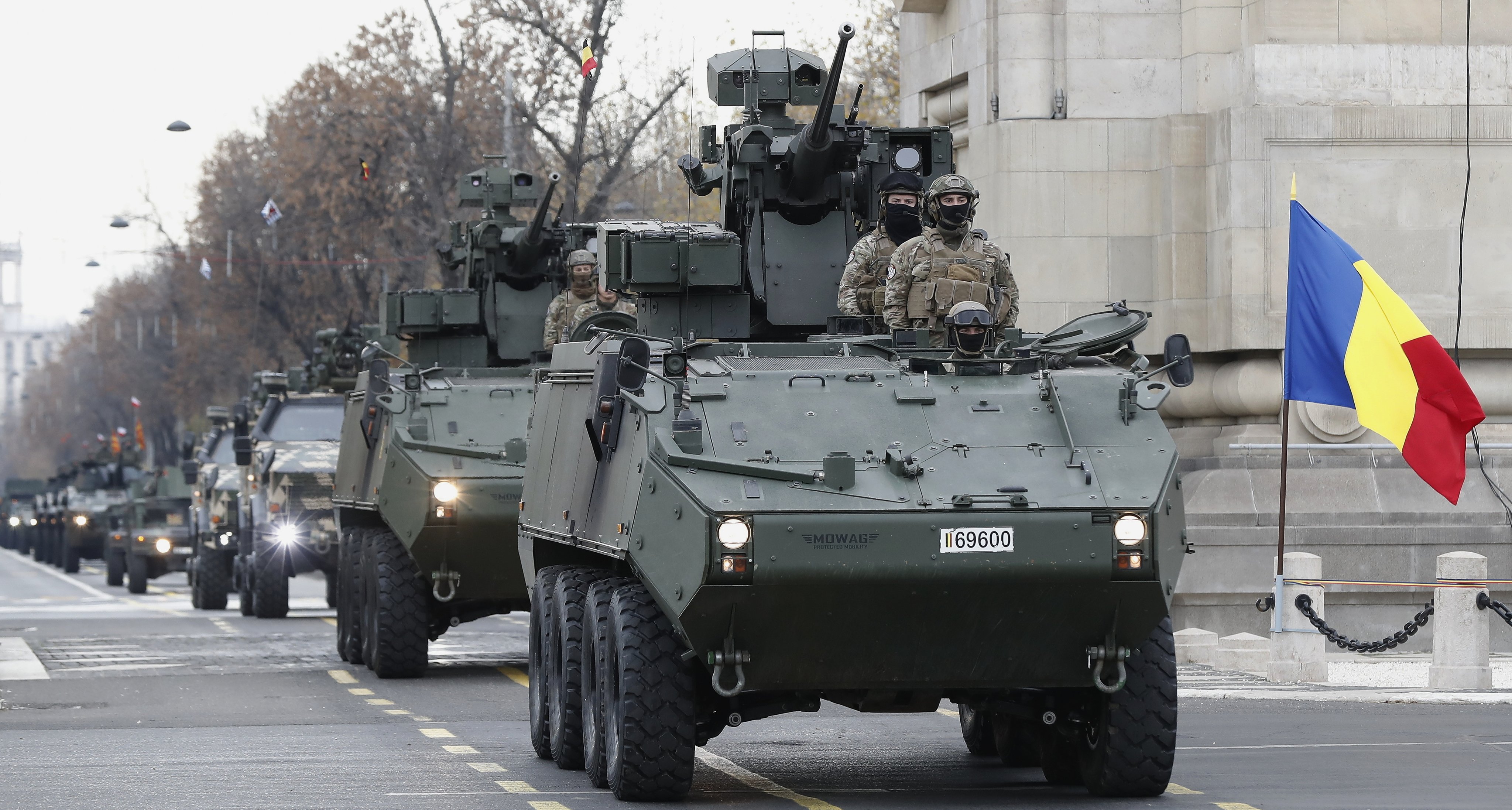 Polish troops deployed to Romania as Nato enforcement take part in a military parade in Bucharest on December 1. Photo: EPA-EFE