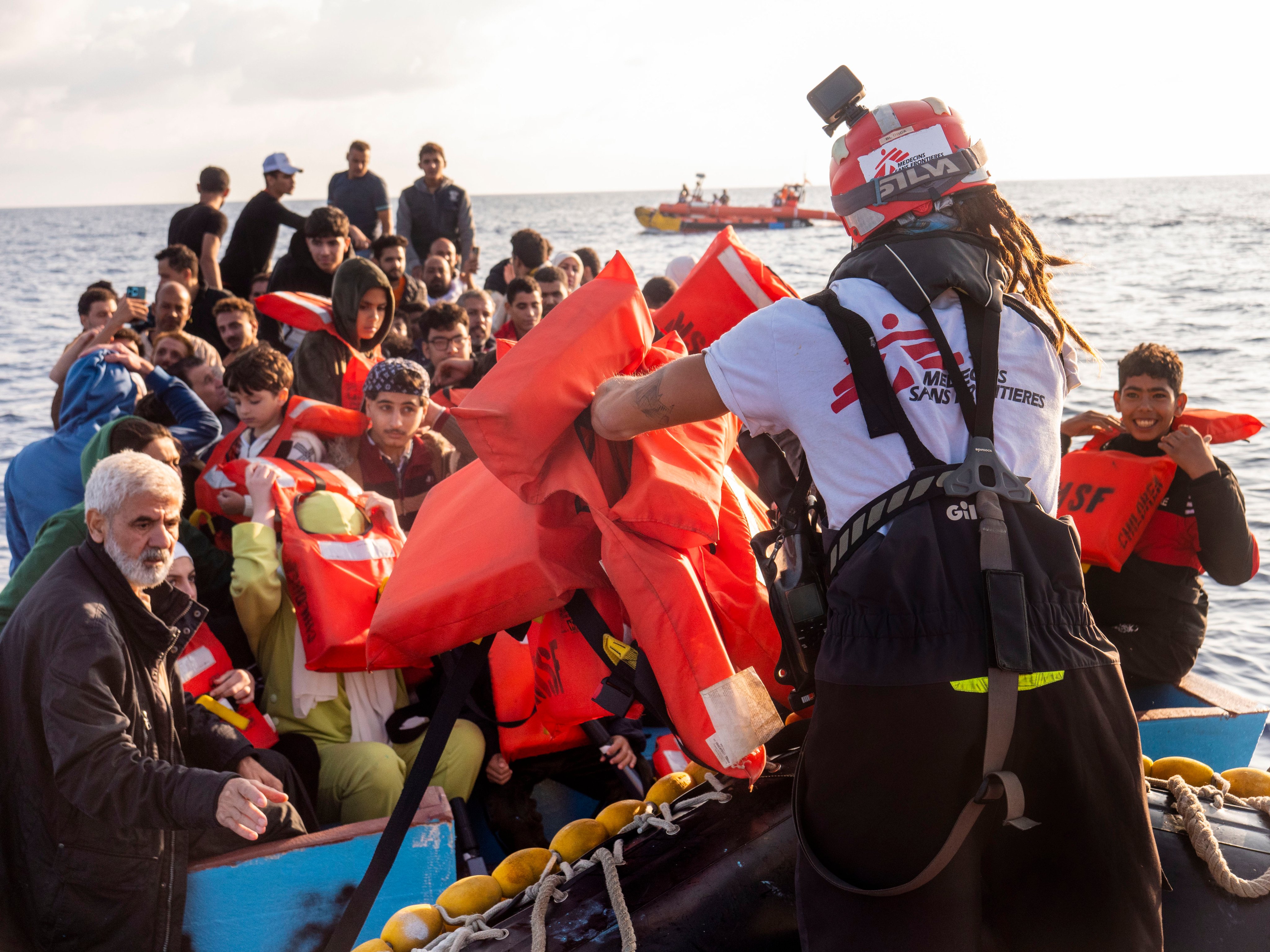 Migrants are rescued off the coast of Libya in October. Libya and Tunisia are principal departure points for migrants risking dangerous sea voyages in hopes of reaching Europe. Photo: AP