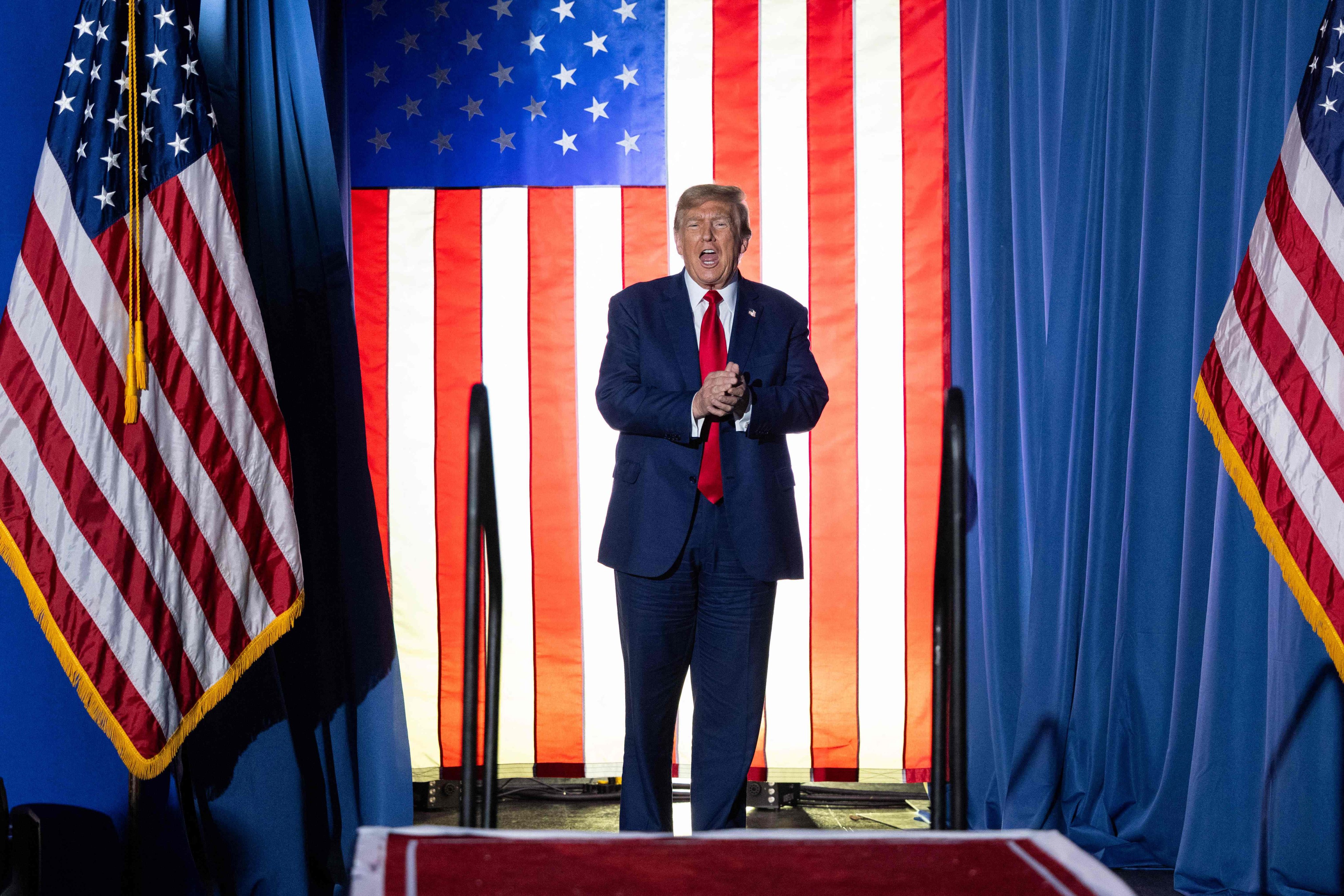Donald Trump at a campaign event in Durham, New Hampshire on Saturday. Photo: AFP