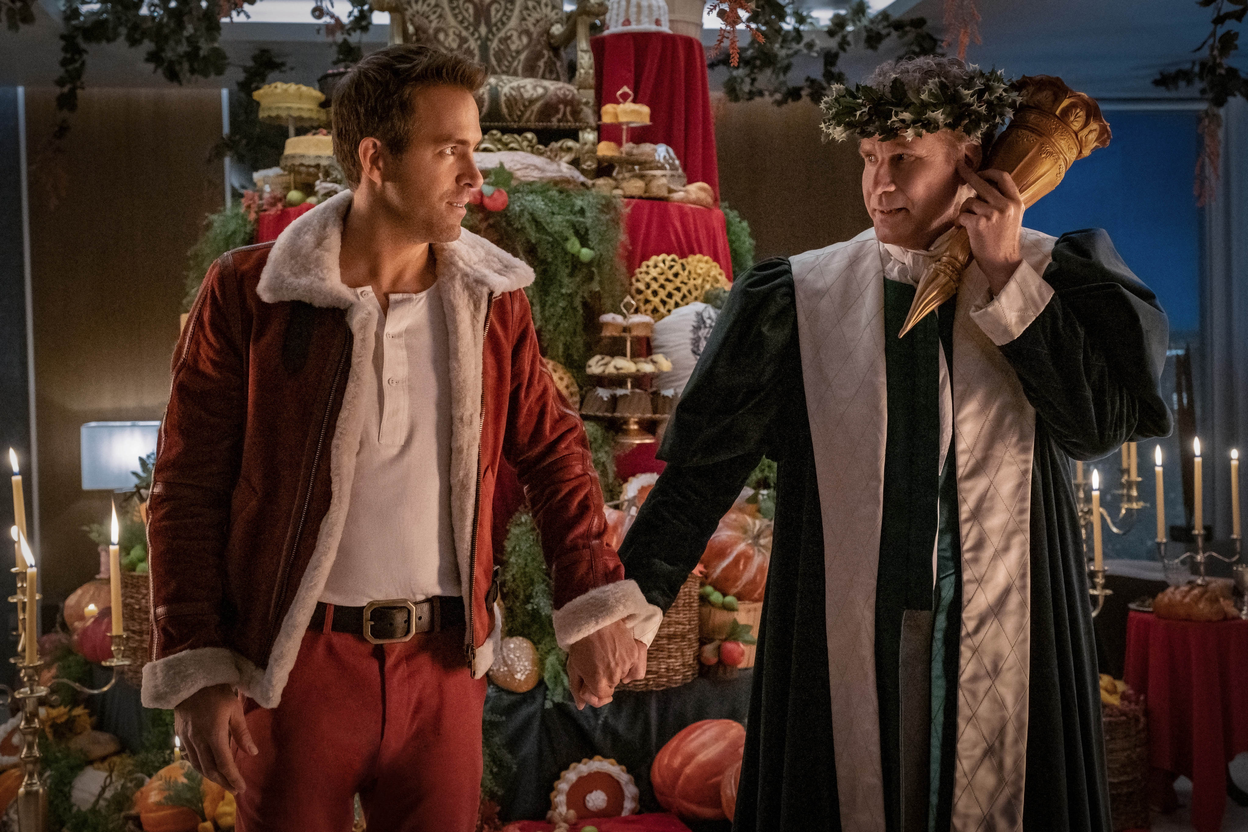 Ryan Reynolds Bundles Up on the Set of His Christmas Movie Musical