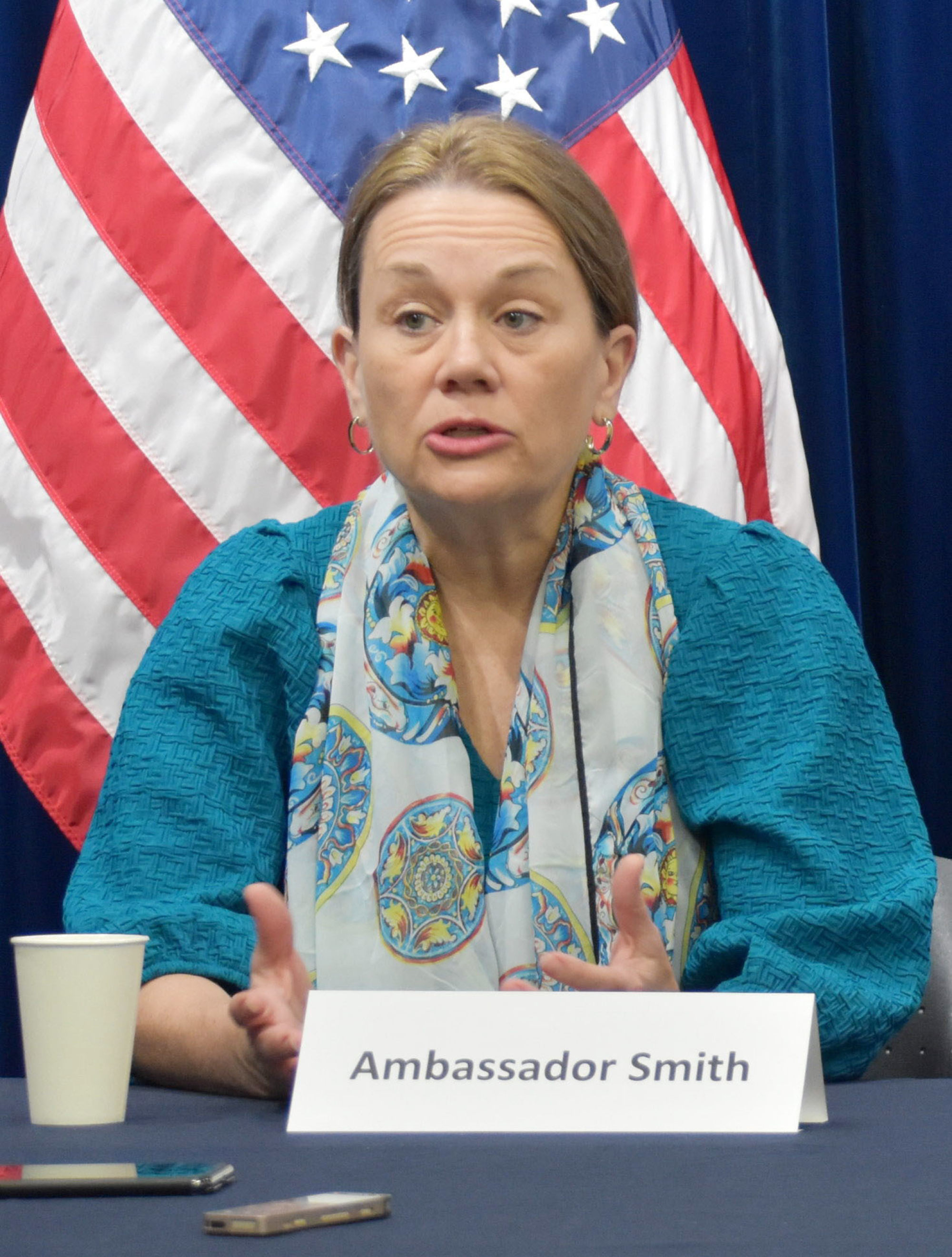 Julianne Smith says China’s “fundamental goal” is to erode the technological edge of countries including those in Nato. Photo: Kyodo