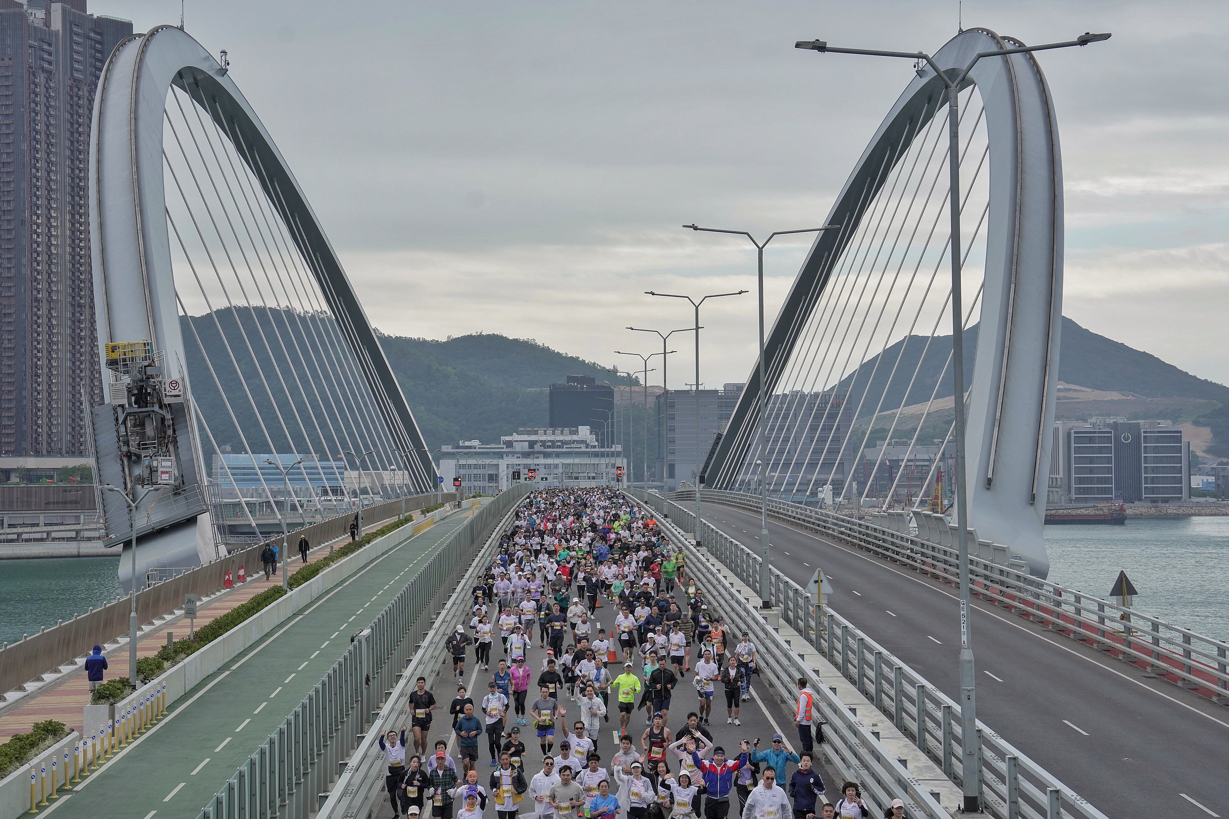 The 10km Streetathon on part of the Cross Bay Link on December 17. This is the only bridge in Hong Kong that has a footpath and cycle track. Photo: Elson LI