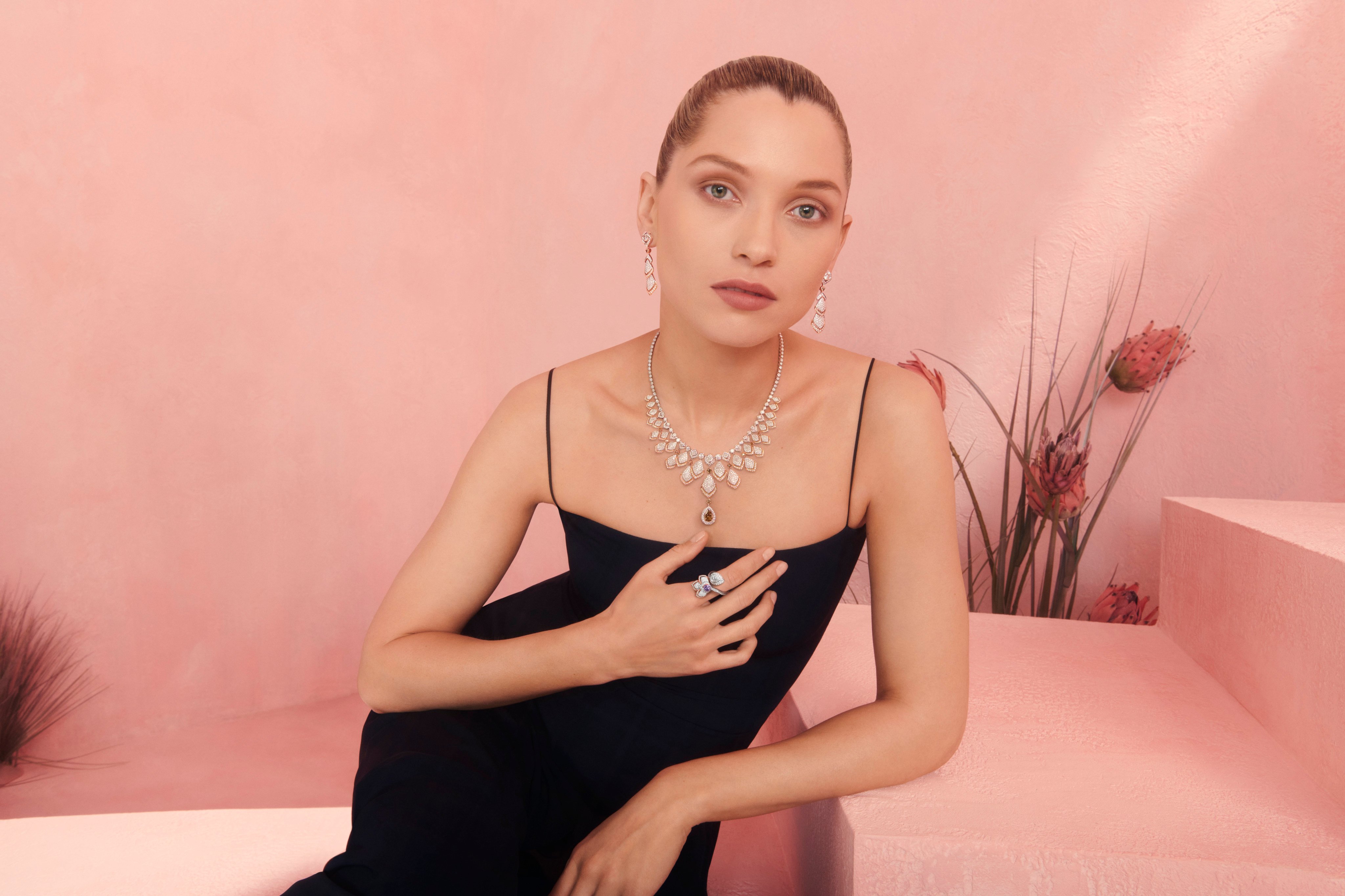 The Spring set from Chapter 2 of De Beers’ Metamorphosis collection was inspired by the King Protea flower from southern Africa. Photos: Handout