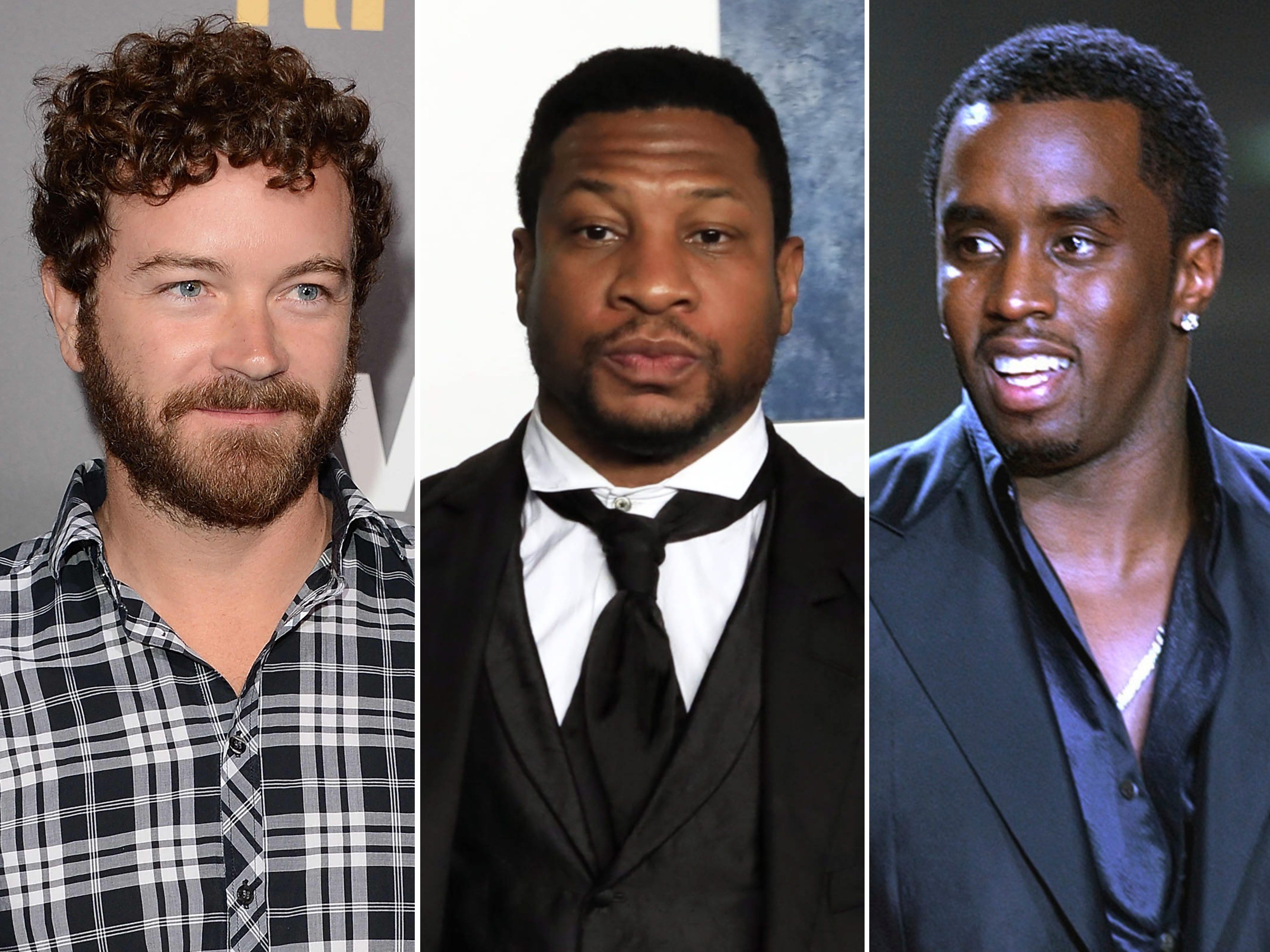 Danny Masterson, Jonathan Majors and Sean “Diddy” Combs all faced serious allegations in 2023. Photos: EPA, AFP, AP