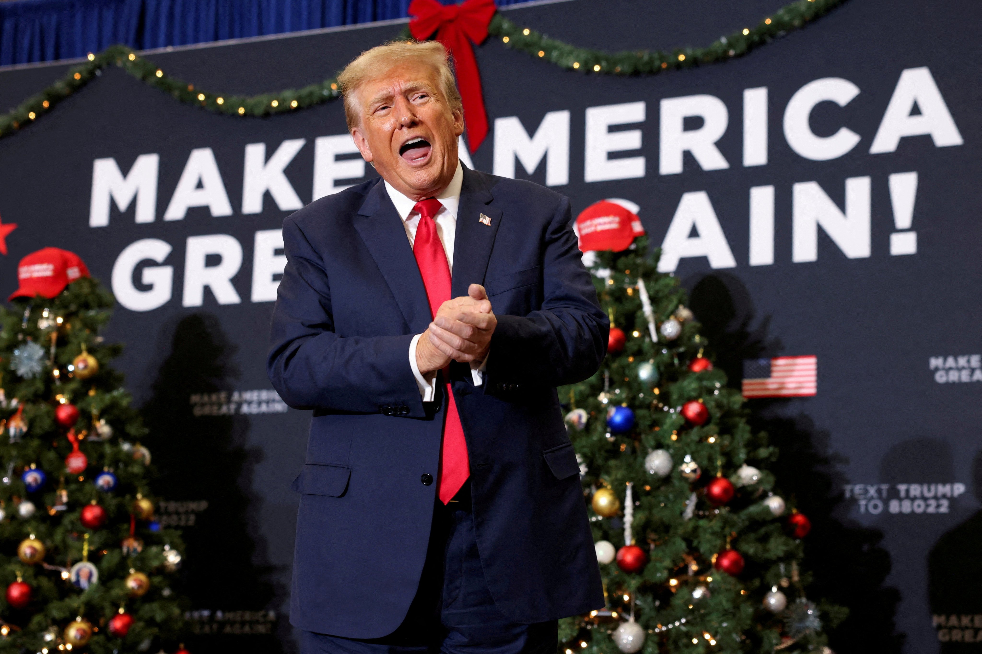 Republican presidential candidate and former US President Donald Trump attends a campaign event in Waterloo, Iowa, on December 19. Photo: Reuters