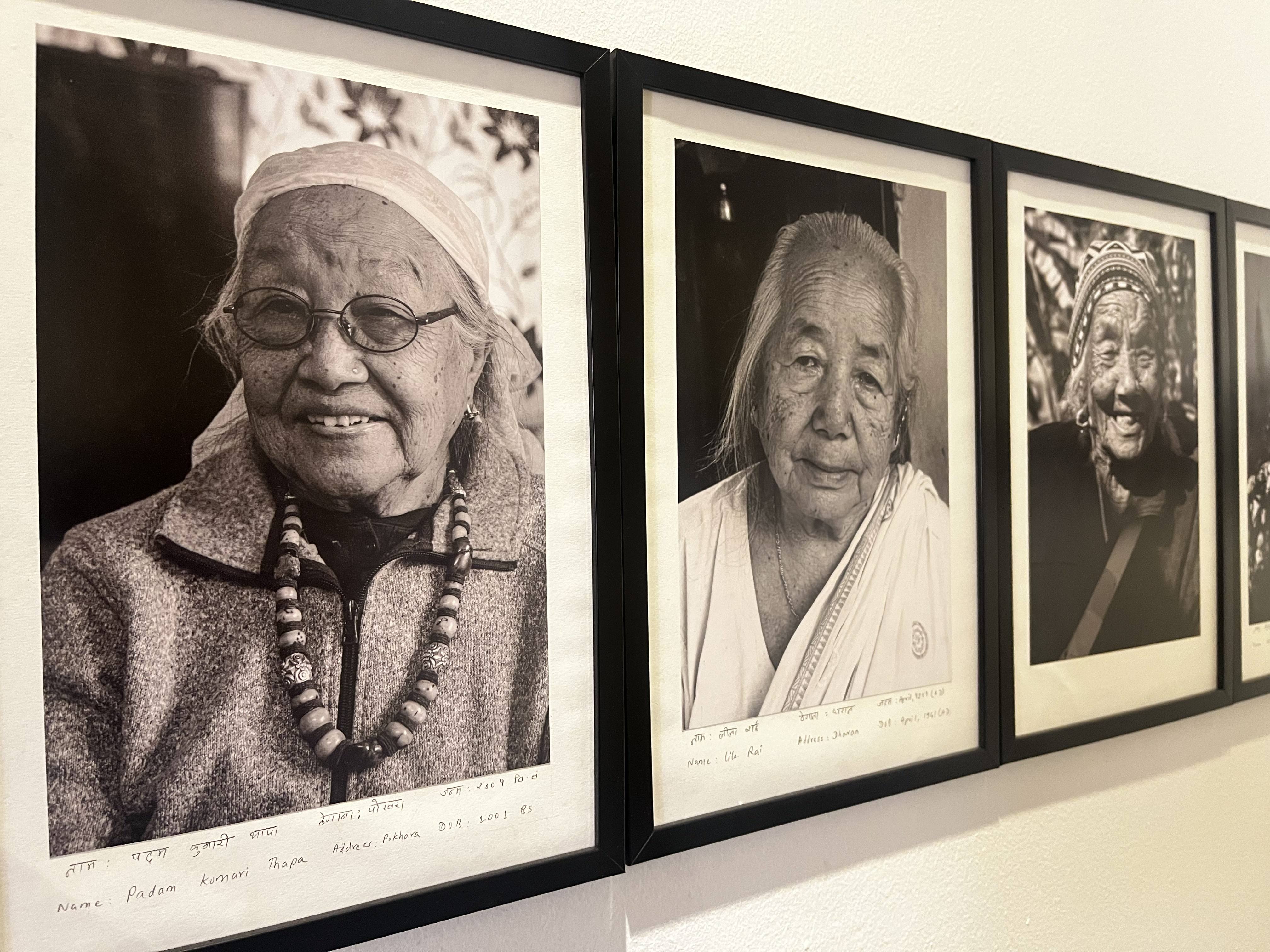 Portraits of Gurkha women shot by Suzana Shrish exhibited in Kathmandu. Photo: Bibek Bhandari