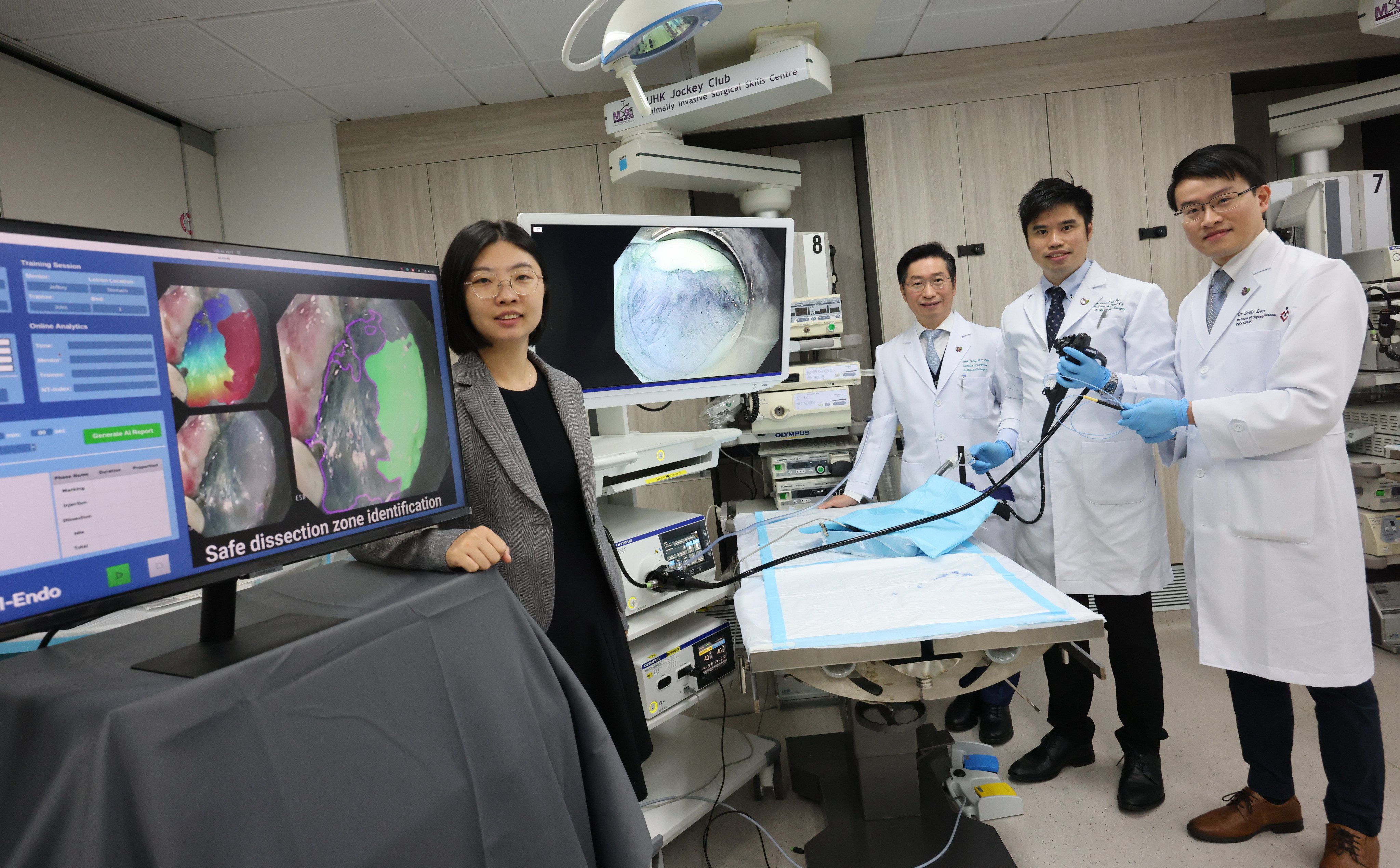 Representatives from the Chinese University of Hong Kong display surgical equipment. The research team aims to reduce the “miss rate” in spotting tumours. Photo: Jelly Tse