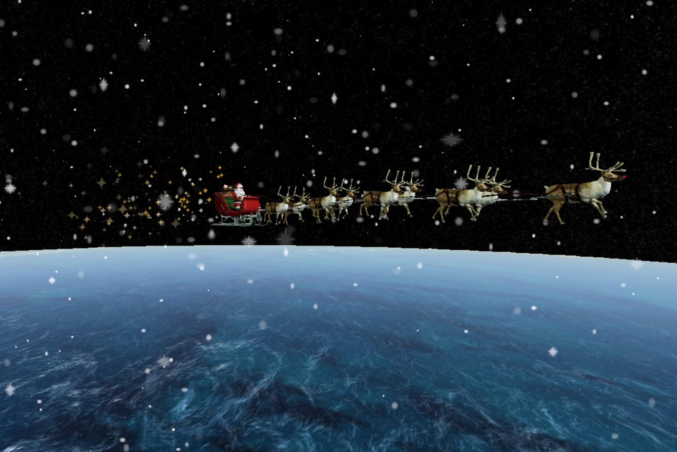 Norad’s Santa Tracker shows Father Christmas and his reindeer. Photo: Norad via AP 