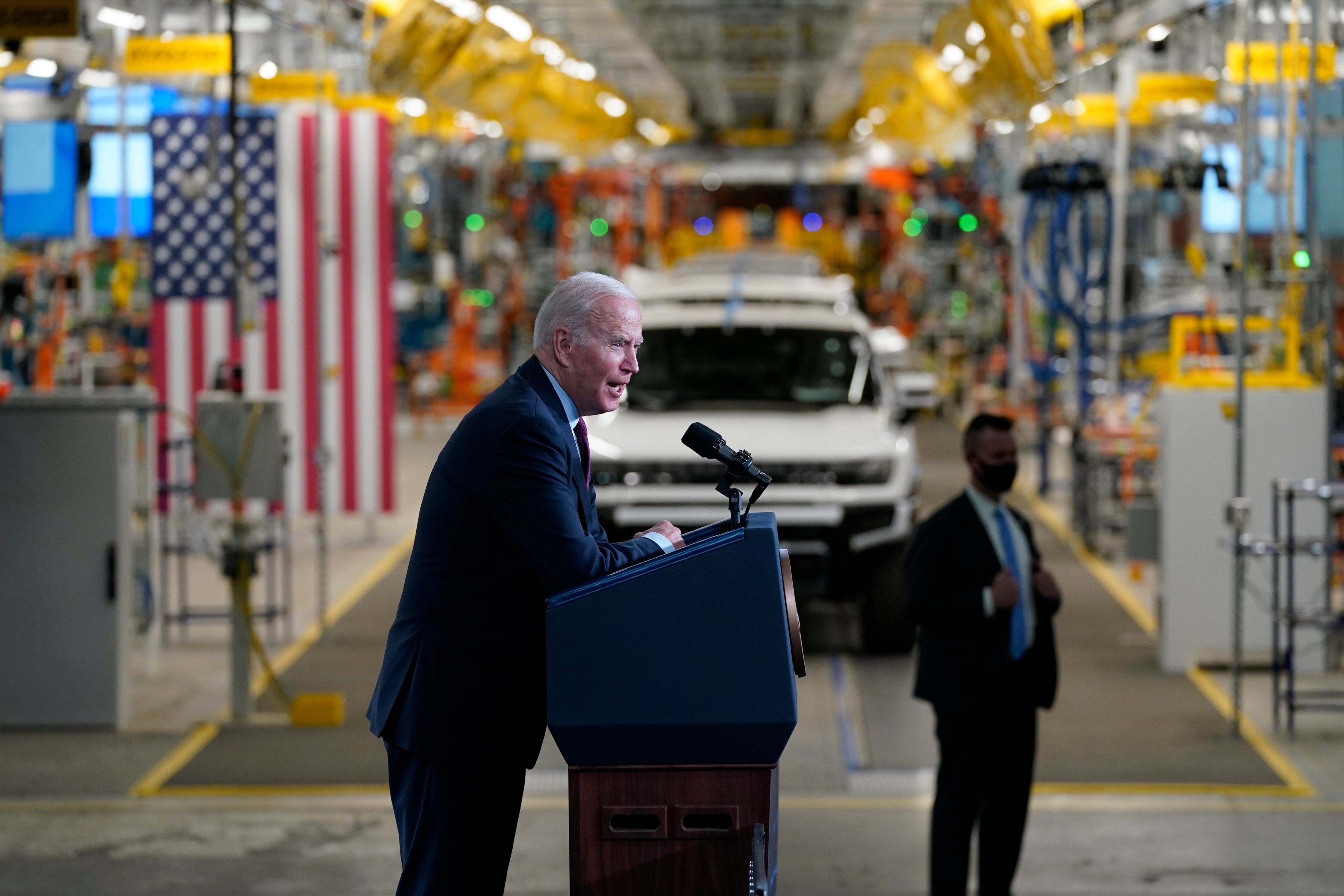US President Joe Biden speaks during a visit to a General Motors electric vehicle assembly plant in Detroit. The Biden administration has increased subsidies to US manufacturers as part of its economic competition with China, adding pressure to an already-growing fiscal deficit. Photo: AP