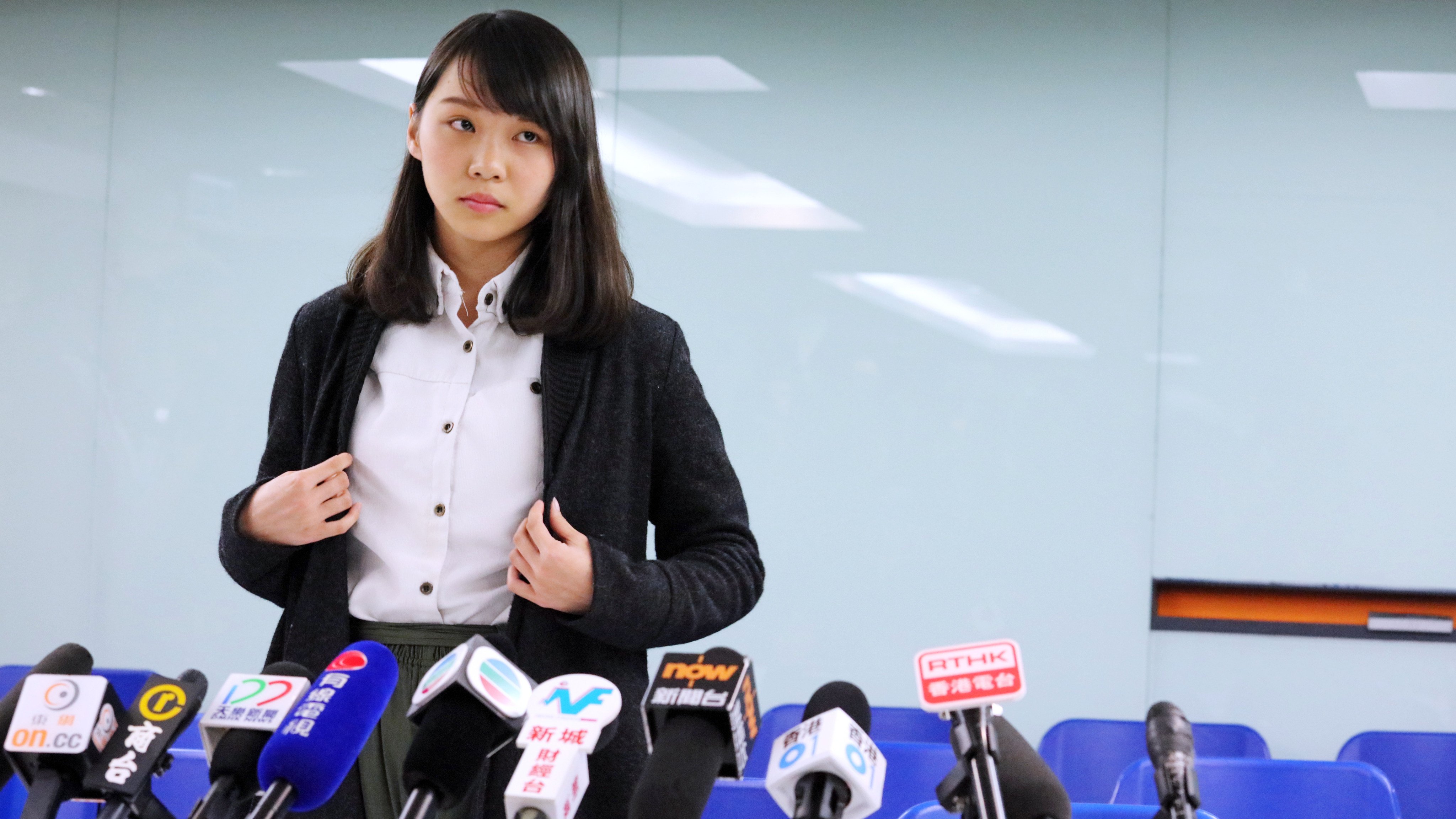 Activist Agnes Chow at a press conference in 2018. She earlier highlighted Hong Kong’s political situation, fears for her safety and a deterioration in her mental health as justification for not returning to the city. Photo: Felix Wong