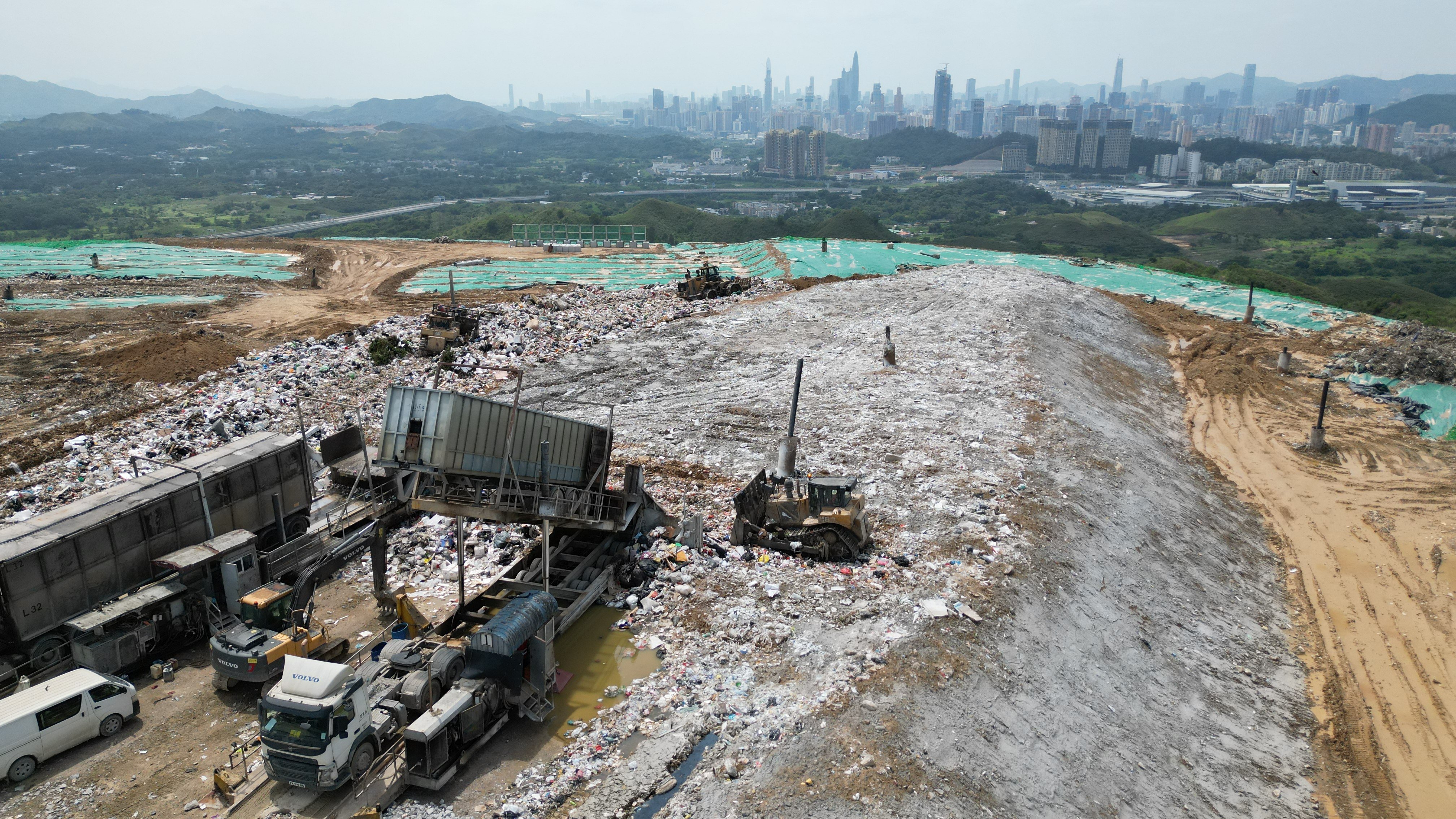 The North East New Territories Landfill, seen on September 2, 2022. Last year, Hongkongers sent 1.5kg of rubbish to the landfills per person per day, nearly twice the target the city was to have achieved by now, according to its 10-year blueprint. Photo: Felix Wong
