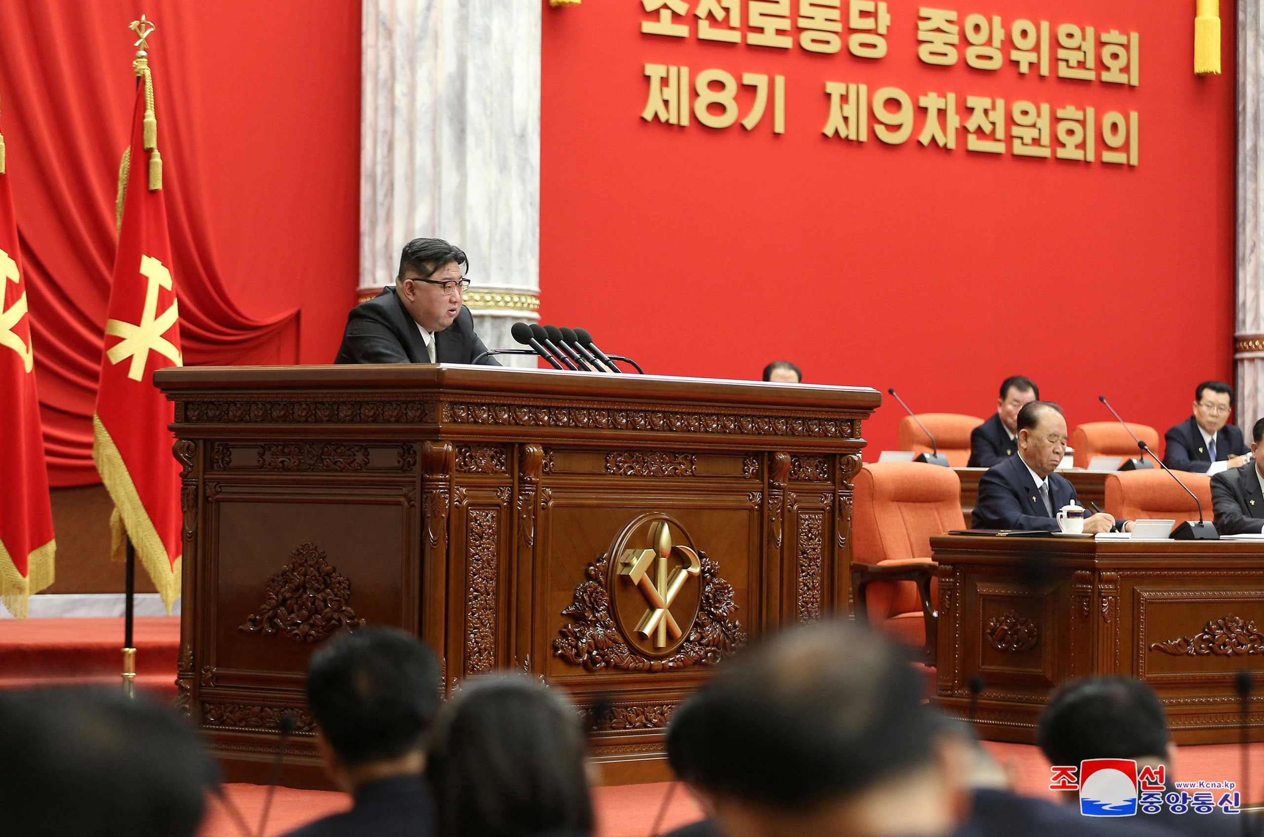 North Korean leader Kim Jong-un attends the December 2023 plenary meeting of the Central Committee of the Workers’ Party of Korea, in Pyongyang, North Korea on Wednesday. Photo: KCNA via Reuters