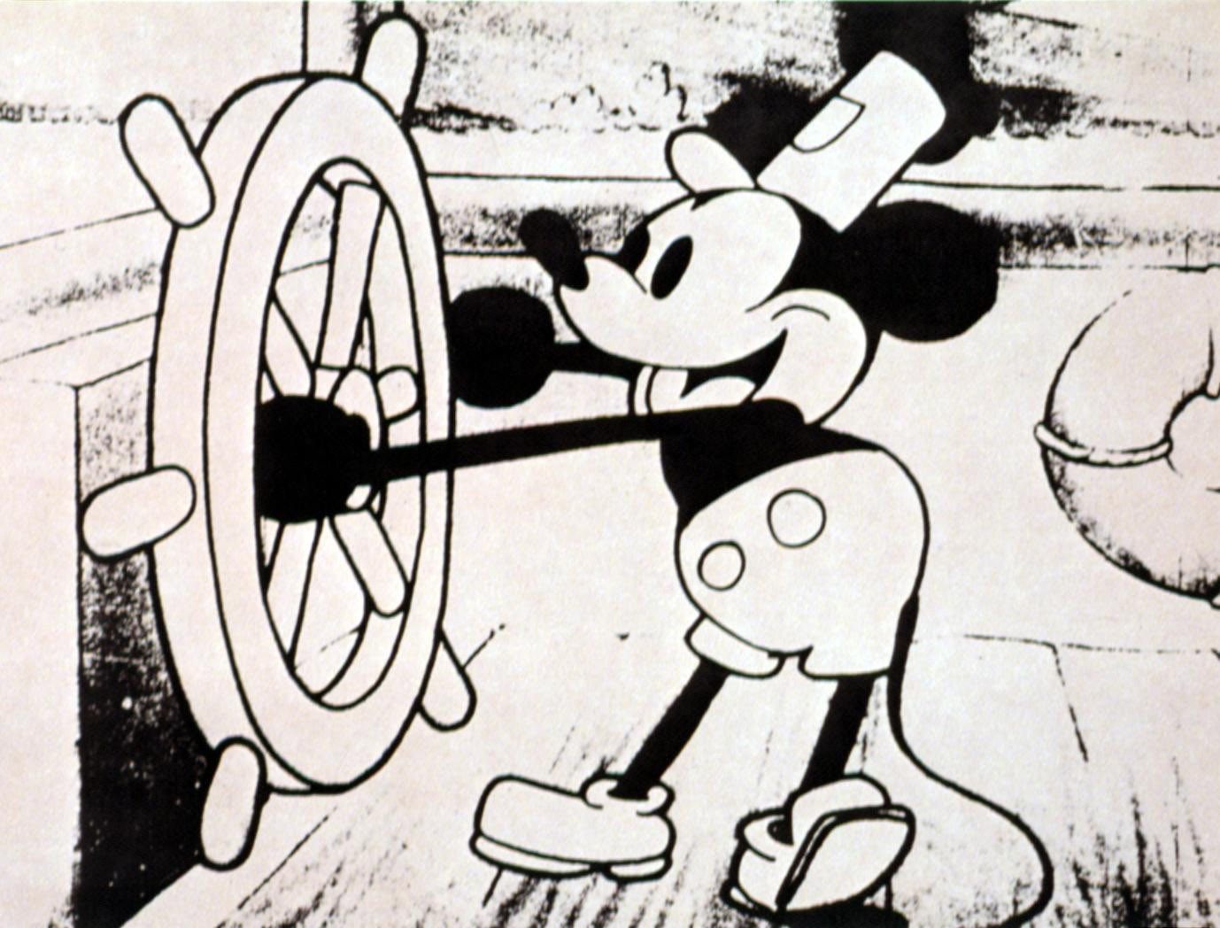 Mickey Mouse in Steamboat Willie. Photo: Getty Images