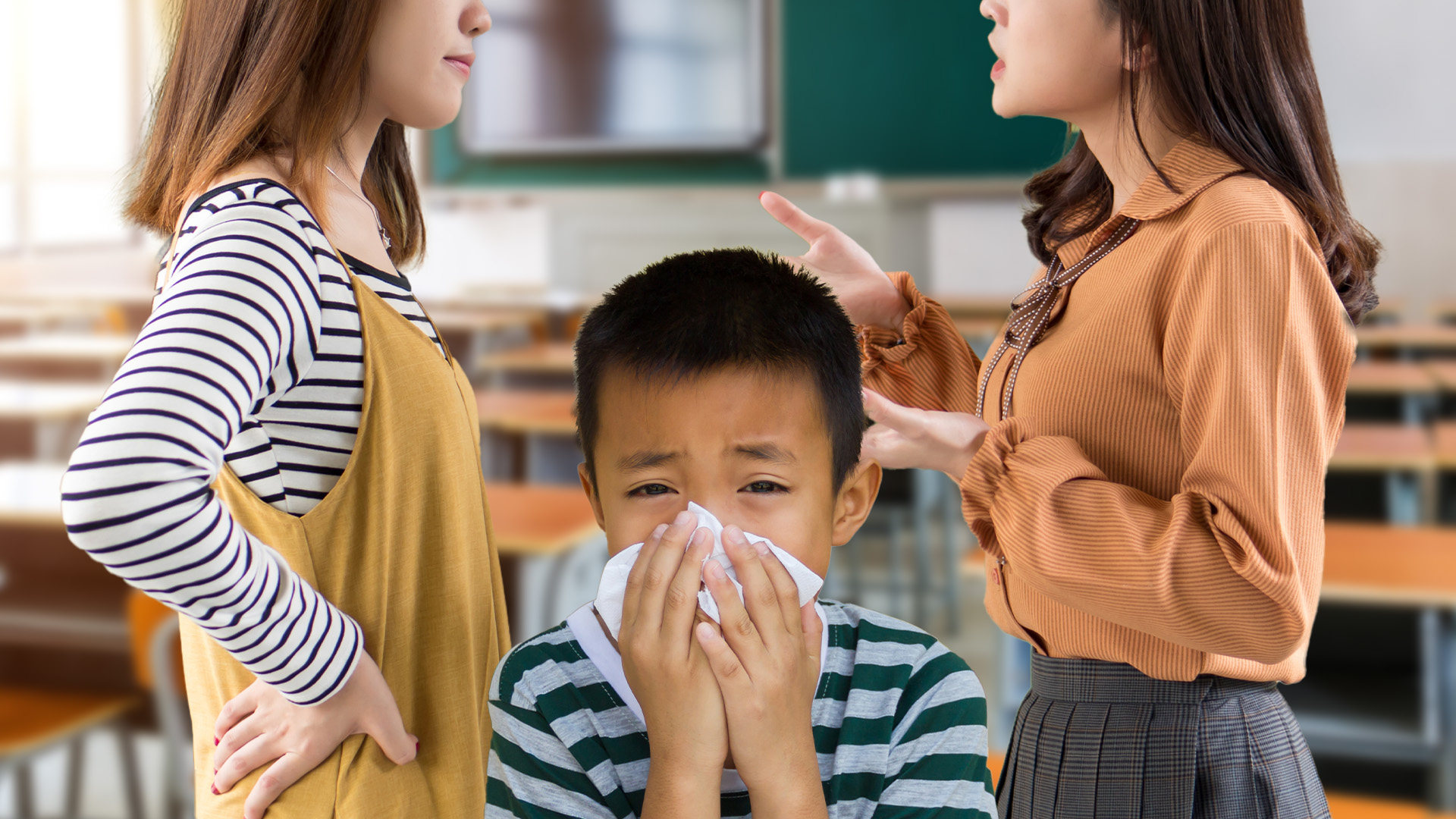 A mother in China has accused her son’s school of depriving her boy of his right learn after he was separated from his classmates because he was running a high fever. Photo: SCMP composite/Shutterstock
