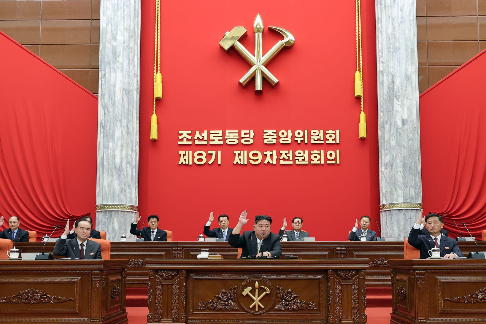 North Korea’s leader Kim Jong-un attends the ninth plenary session of the eighth Central Committee of the ruling Workers’ Party of Korea at the headquarters of the party’s Central Committee. Pyongyang has repeatedly blamed the Seoul government for the deterioration in relations in the past. Photo: dpa