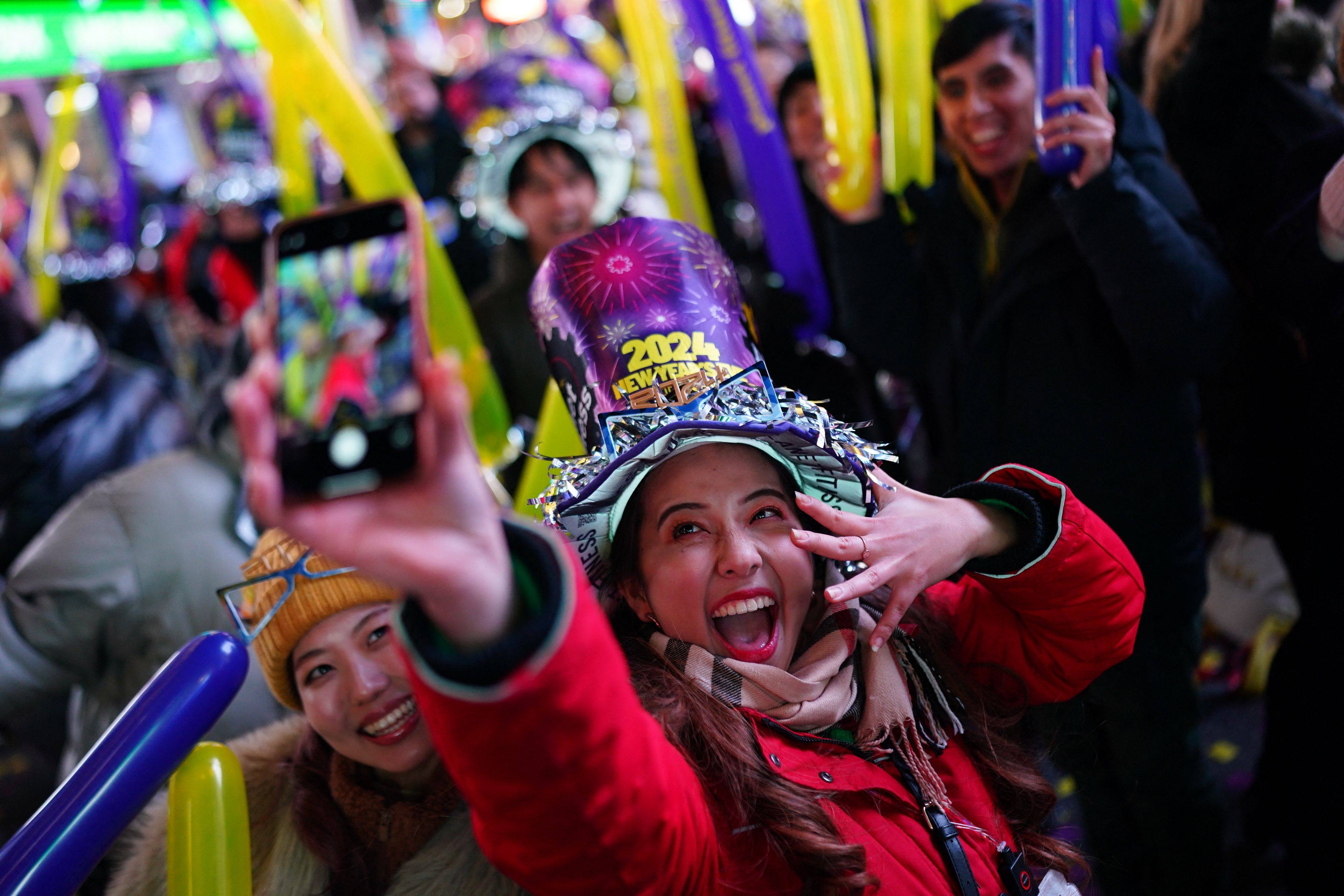 Revellers celebrate New Year’s in Times Square, New York City. Photo: AFP