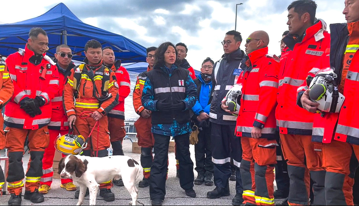 Dr Cecilia Fan (centre), talks with other members of Hong Kong’s rescue team amid relief efforts in Turkey last year. Photo: Handout